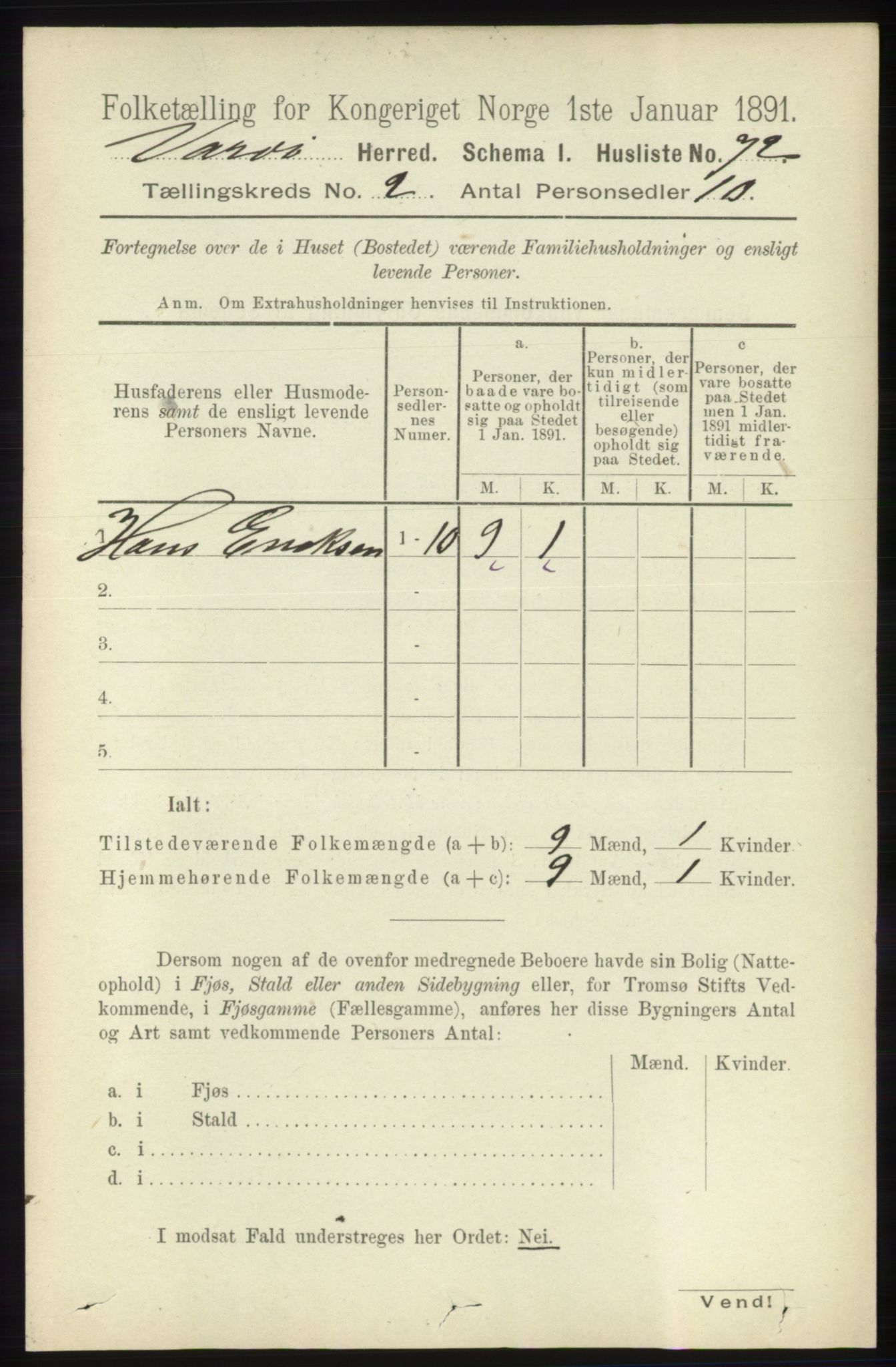 RA, 1891 census for 2028 Vardø, 1891, p. 297