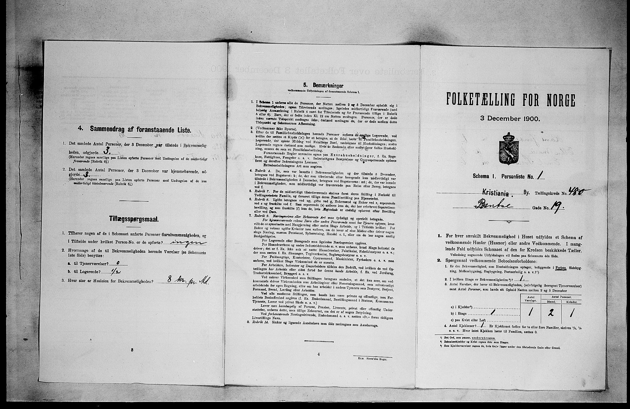 SAO, 1900 census for Kristiania, 1900, p. 3944