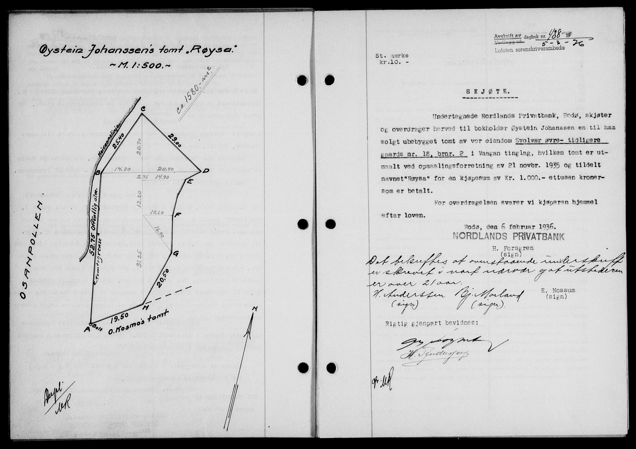 Lofoten sorenskriveri, SAT/A-0017/1/2/2C/L0033b: Mortgage book no. 33b, 1936-1936, Diary no: : 438/1936