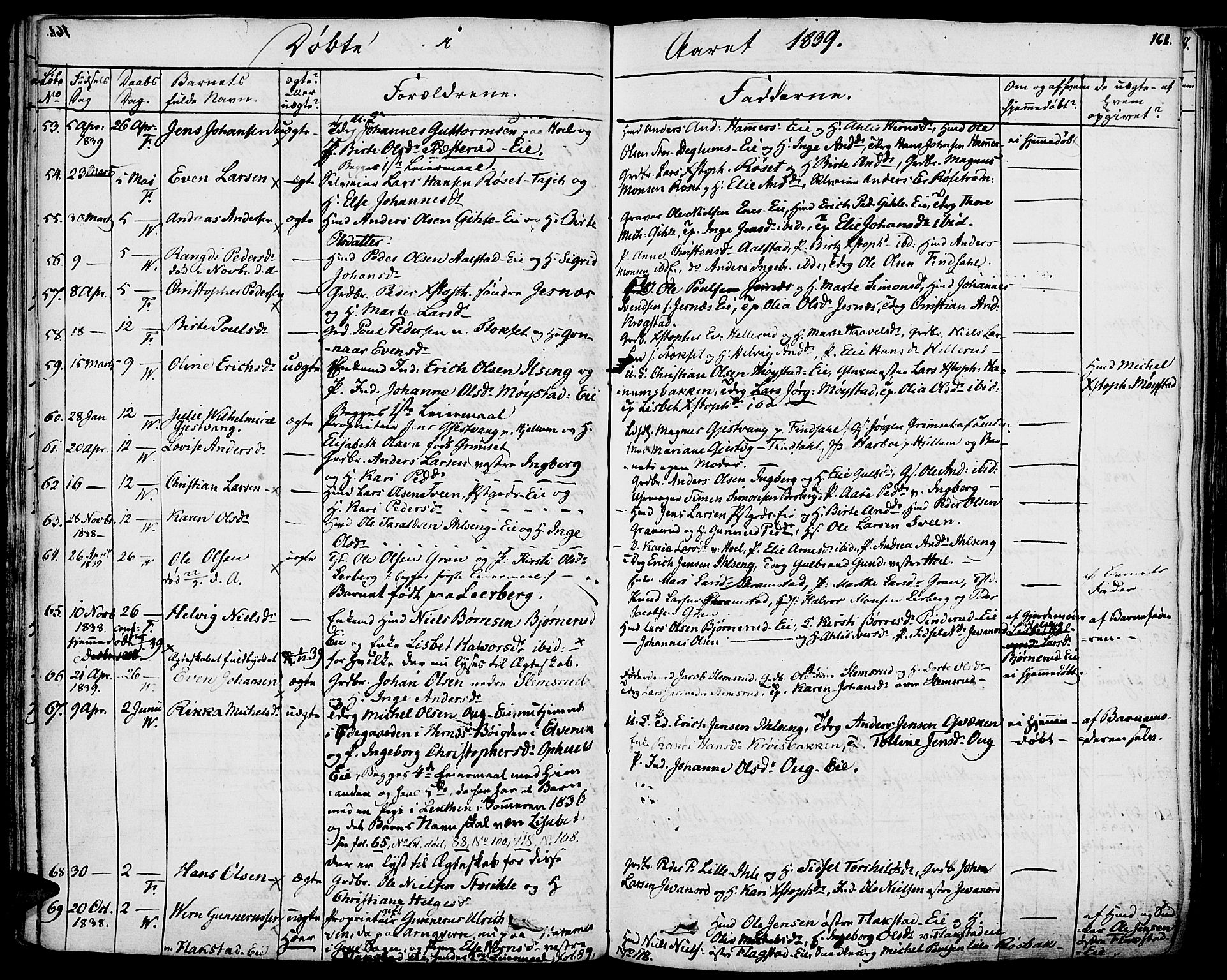 Vang prestekontor, Hedmark, AV/SAH-PREST-008/H/Ha/Haa/L0009: Parish register (official) no. 9, 1826-1841, p. 162