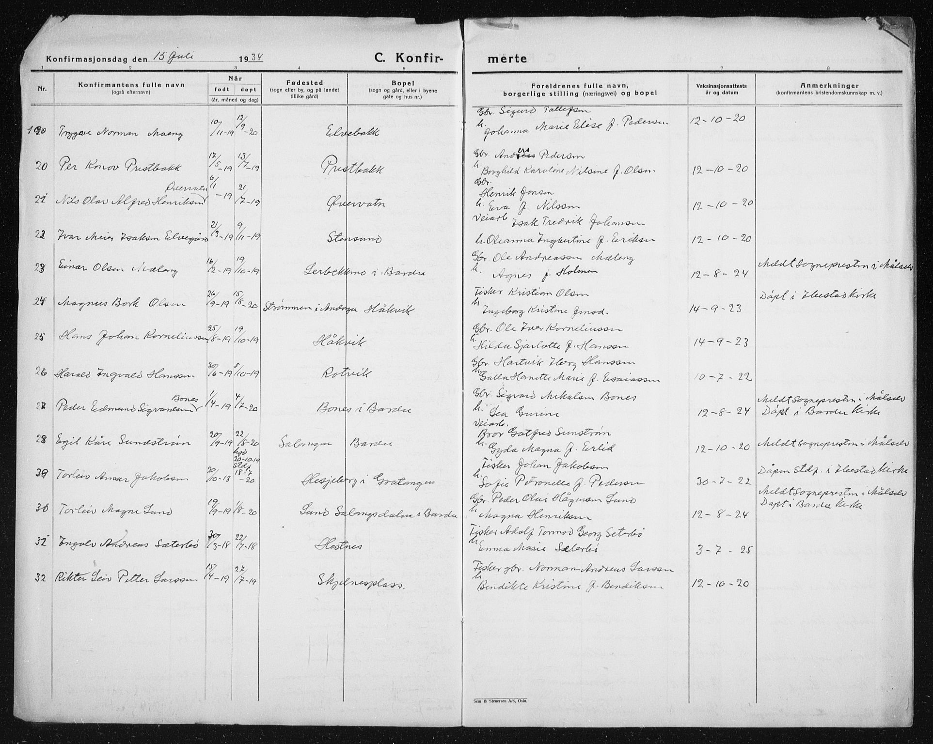 Salangen sokneprestembete, AV/SATØ-S-1324/H/Hb/L0006klokker: Parish register (copy) no. 6, 1919-1937