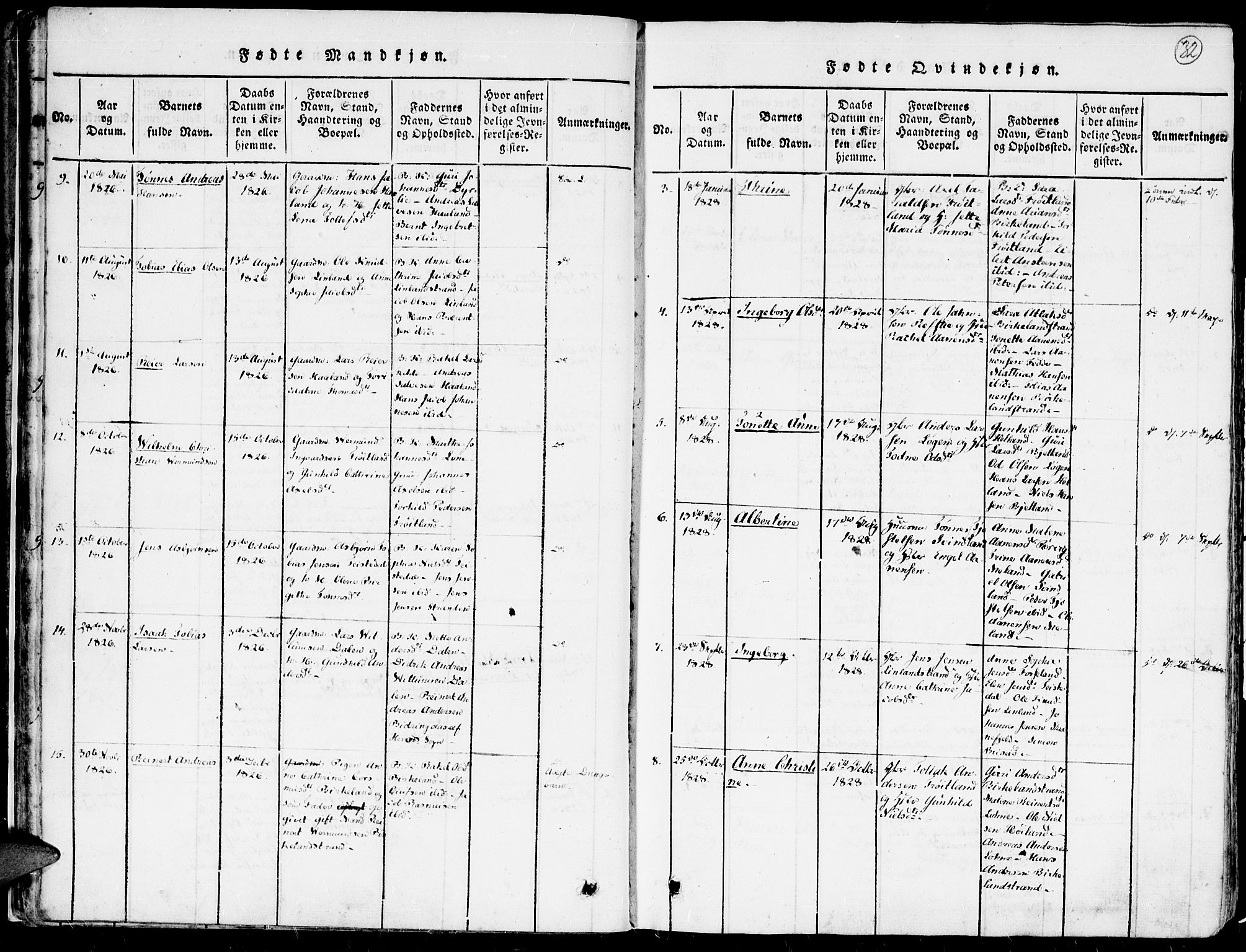 Kvinesdal sokneprestkontor, AV/SAK-1111-0026/F/Fa/Faa/L0001: Parish register (official) no. A 1, 1815-1849, p. 32