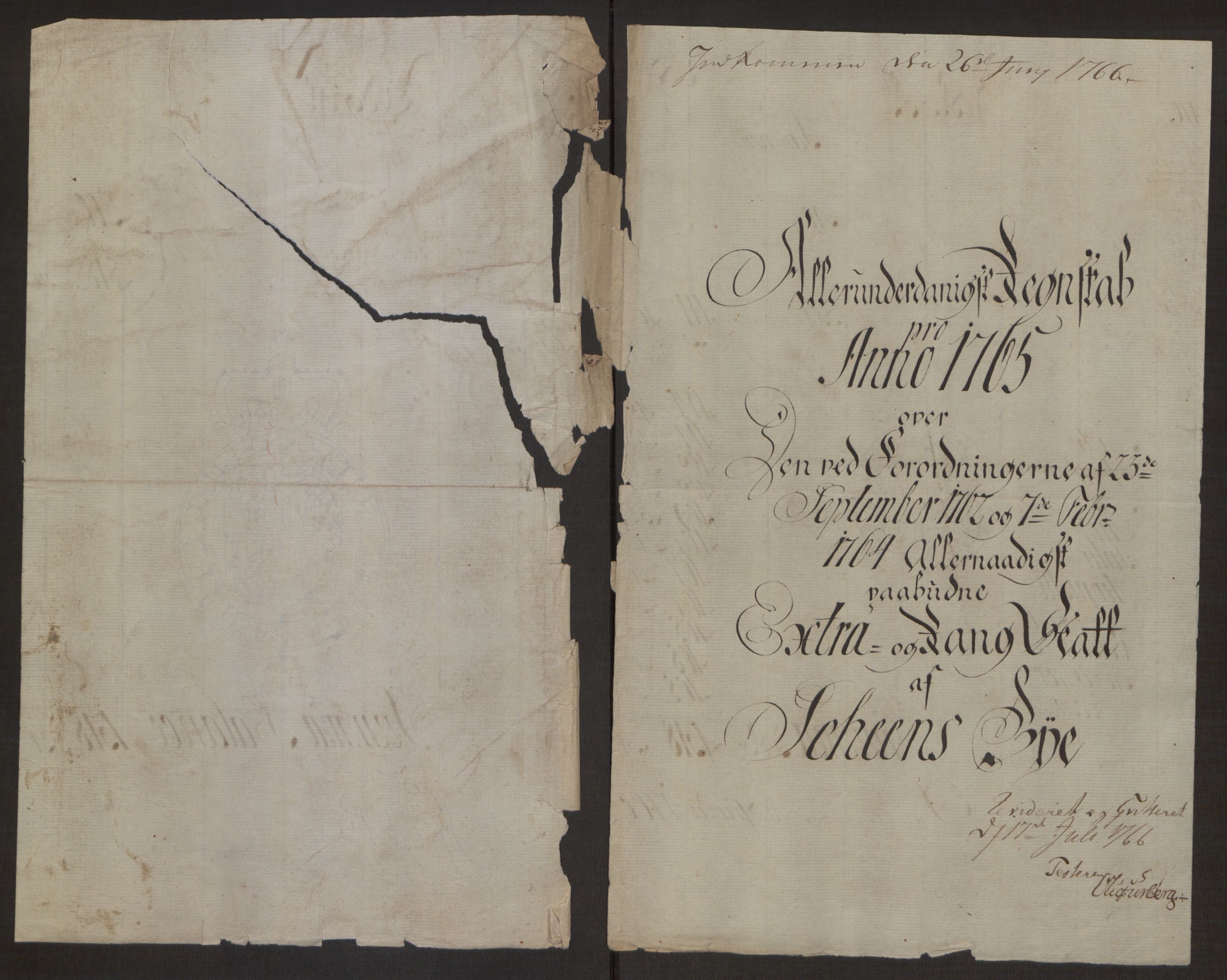 Rentekammeret inntil 1814, Reviderte regnskaper, Byregnskaper, AV/RA-EA-4066/R/Rj/L0198/0001: [J4] Kontribusjonsregnskap / Ekstraskatt, 1762-1768, p. 318