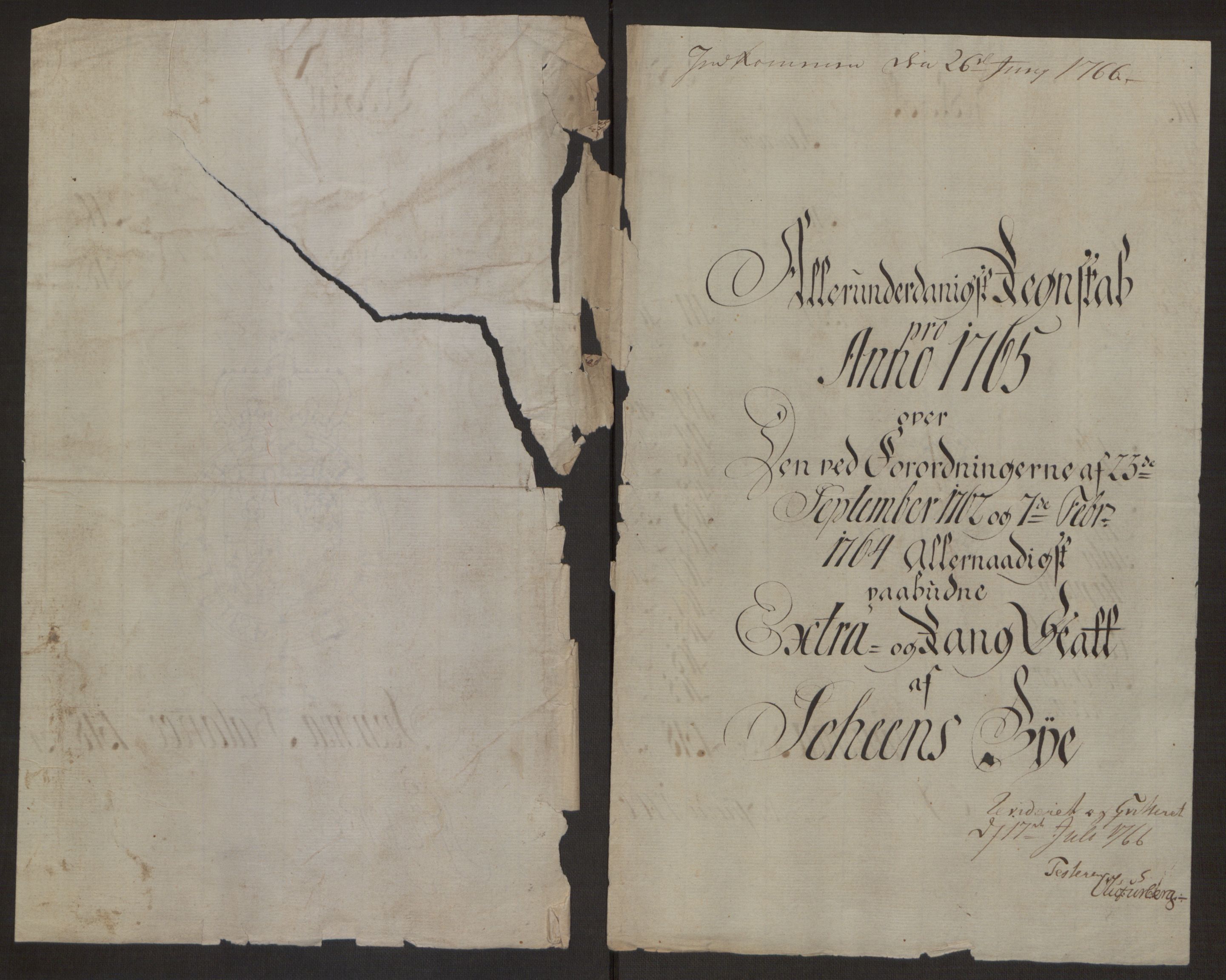 Rentekammeret inntil 1814, Reviderte regnskaper, Byregnskaper, RA/EA-4066/R/Rj/L0198/0001: [J4] Kontribusjonsregnskap / Ekstraskatt, 1762-1768, p. 318