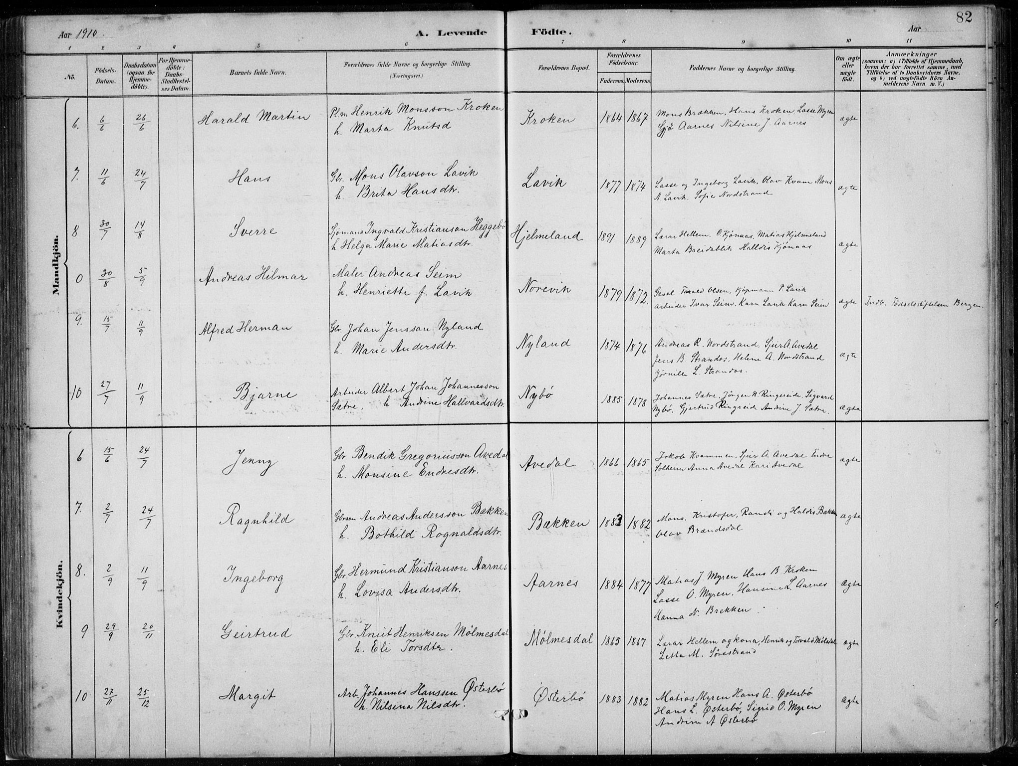 Lavik sokneprestembete, AV/SAB-A-80901: Parish register (copy) no. A 2, 1882-1910, p. 82