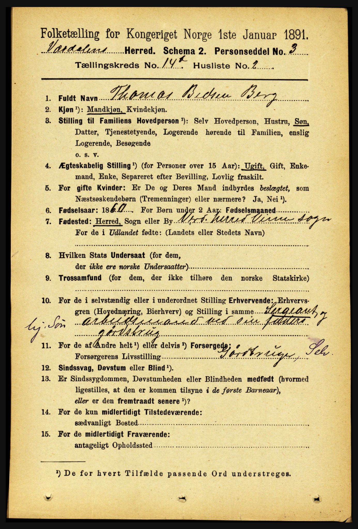 RA, 1891 census for 1721 Verdal, 1891, p. 7372