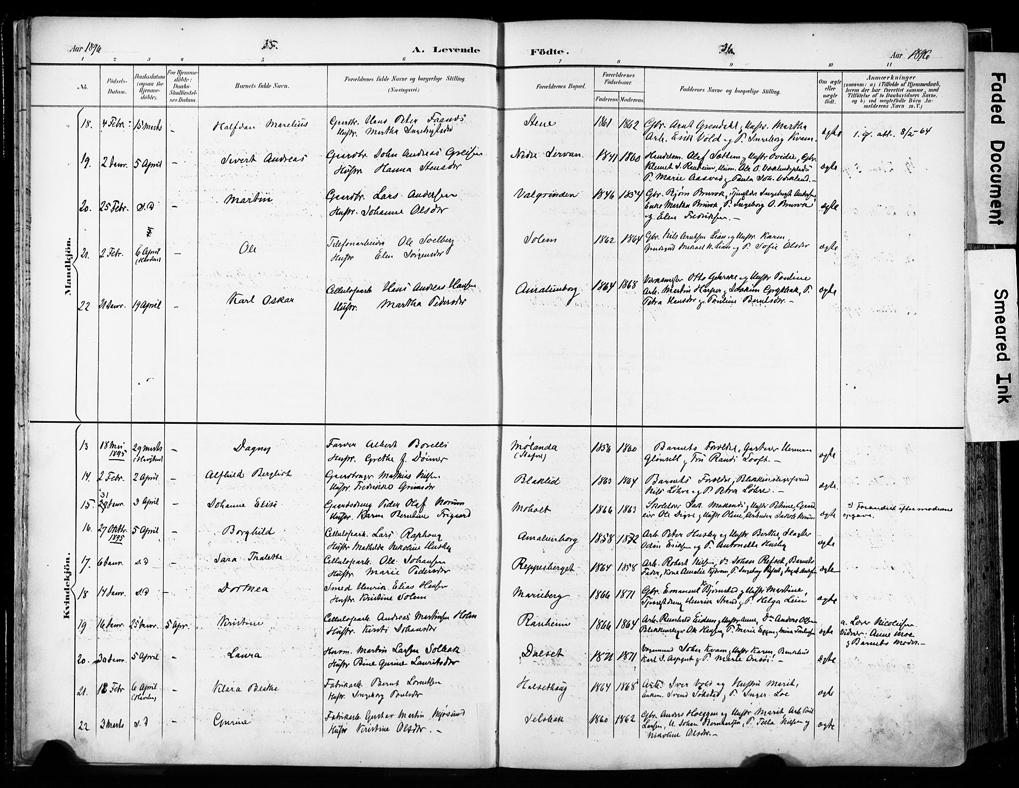 Ministerialprotokoller, klokkerbøker og fødselsregistre - Sør-Trøndelag, AV/SAT-A-1456/606/L0301: Parish register (official) no. 606A16, 1894-1907, p. 35-36