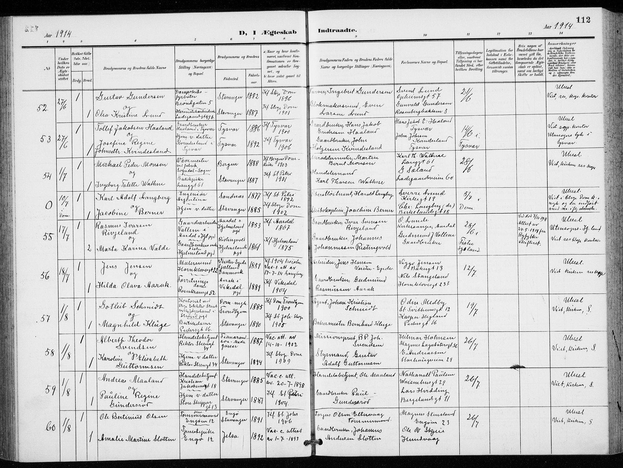 St. Petri sokneprestkontor, AV/SAST-A-101813/001/30/30BB/L0009: Parish register (copy) no. B 9, 1902-1935, p. 112