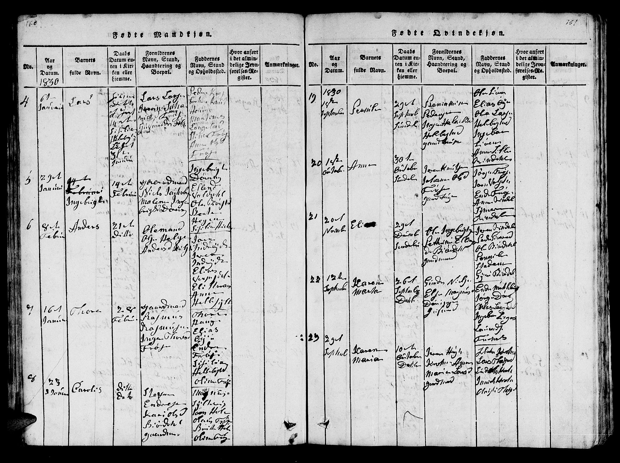 Ministerialprotokoller, klokkerbøker og fødselsregistre - Møre og Romsdal, SAT/A-1454/519/L0246: Parish register (official) no. 519A05, 1817-1834, p. 160-161