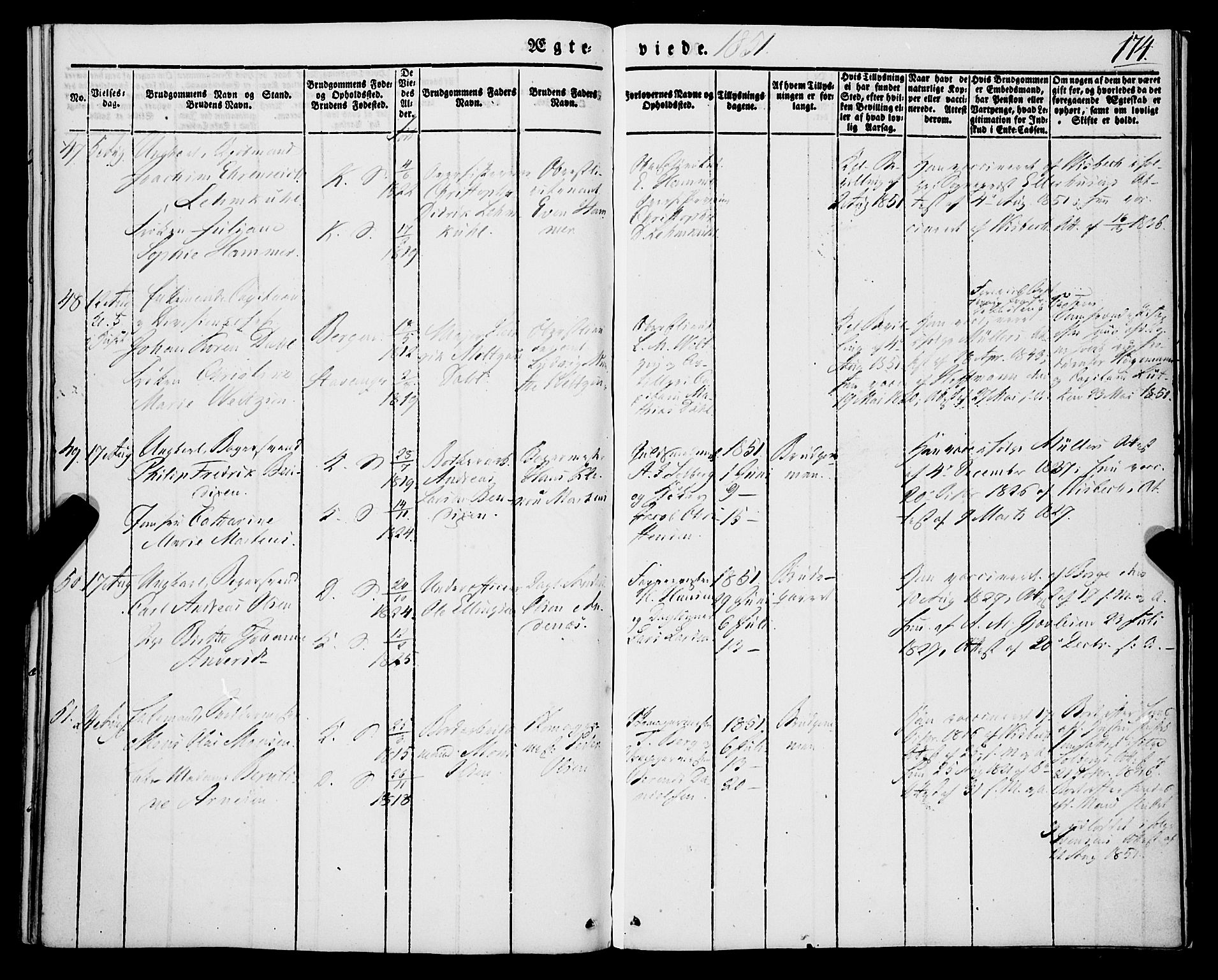 Korskirken sokneprestembete, AV/SAB-A-76101/H/Haa/L0034: Parish register (official) no. D 1, 1832-1852, p. 174