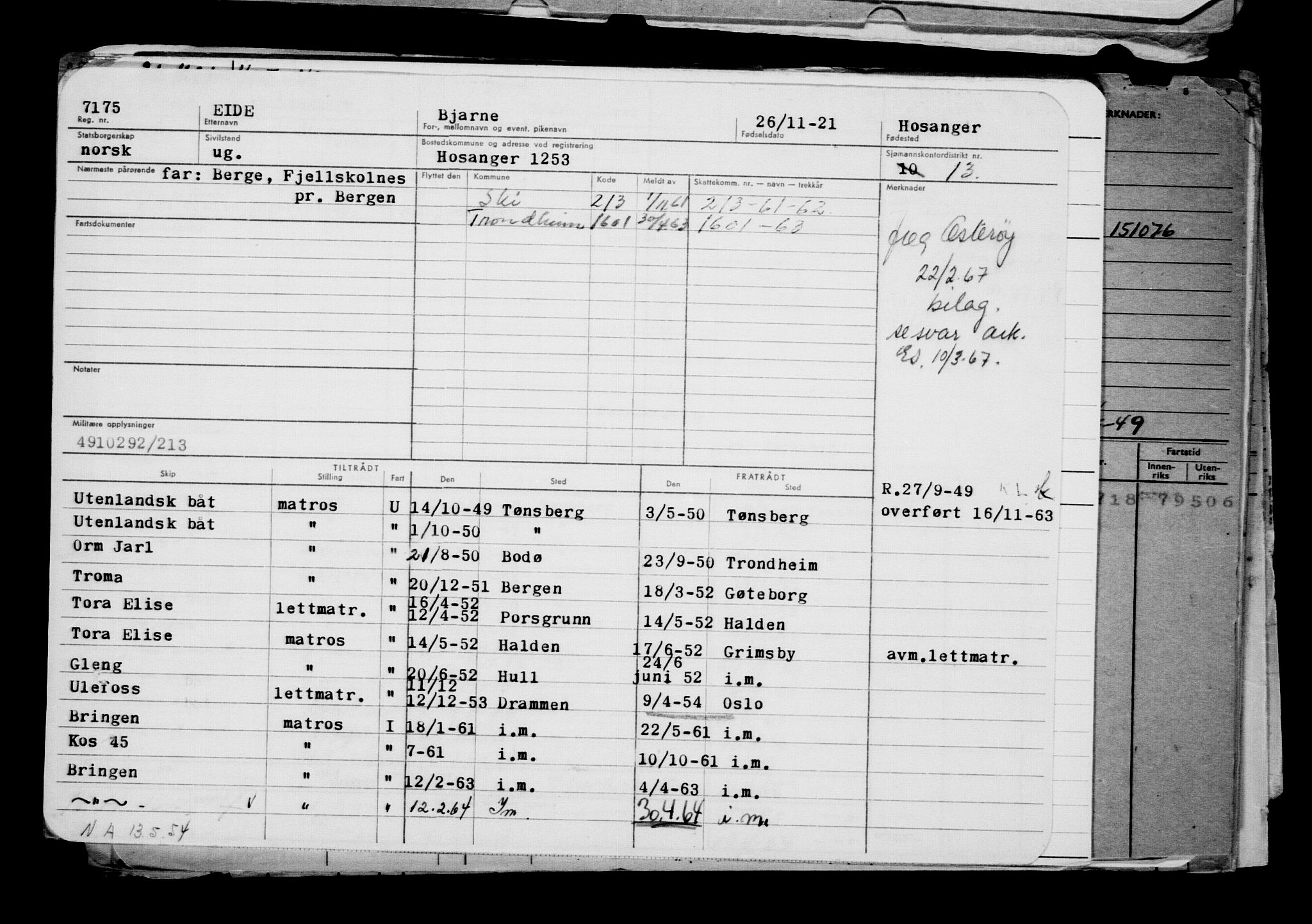 Direktoratet for sjømenn, RA/S-3545/G/Gb/L0200: Hovedkort, 1921, p. 248