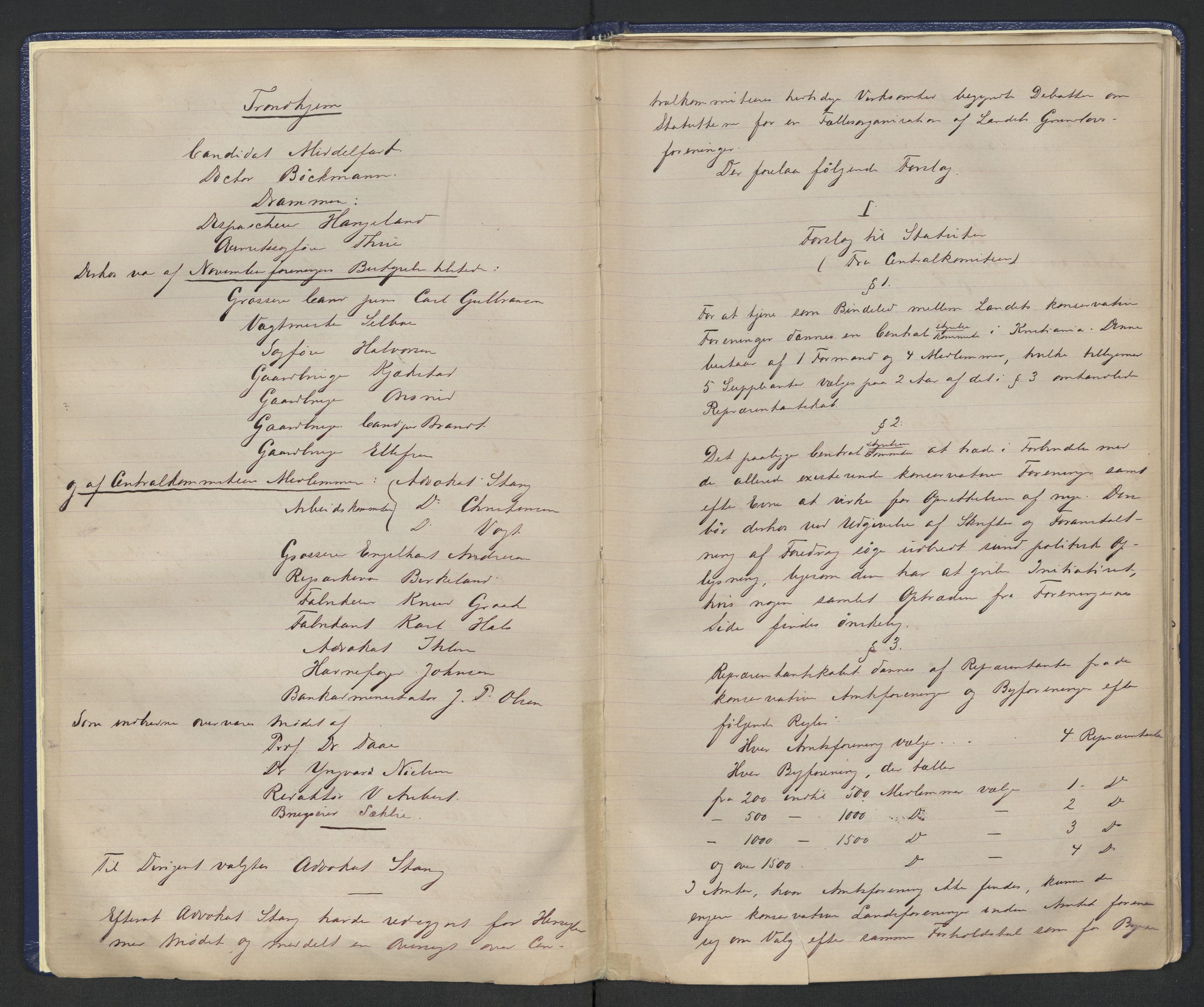 Høyres Hovedorganisasjon, AV/RA-PA-0583/1/A/Aa/L0001: De konservative foreningers centralstyre. Referatprotokoll, 1884-1897, p. 6