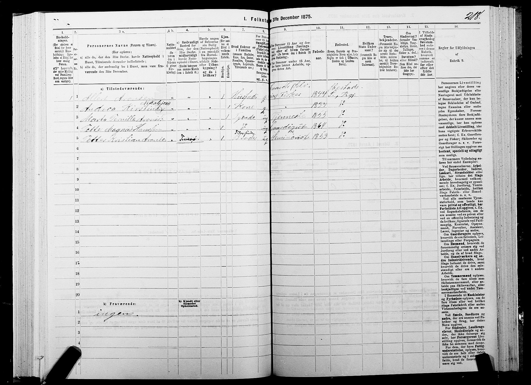 SATØ, 1875 census for 1917P Ibestad, 1875, p. 4218