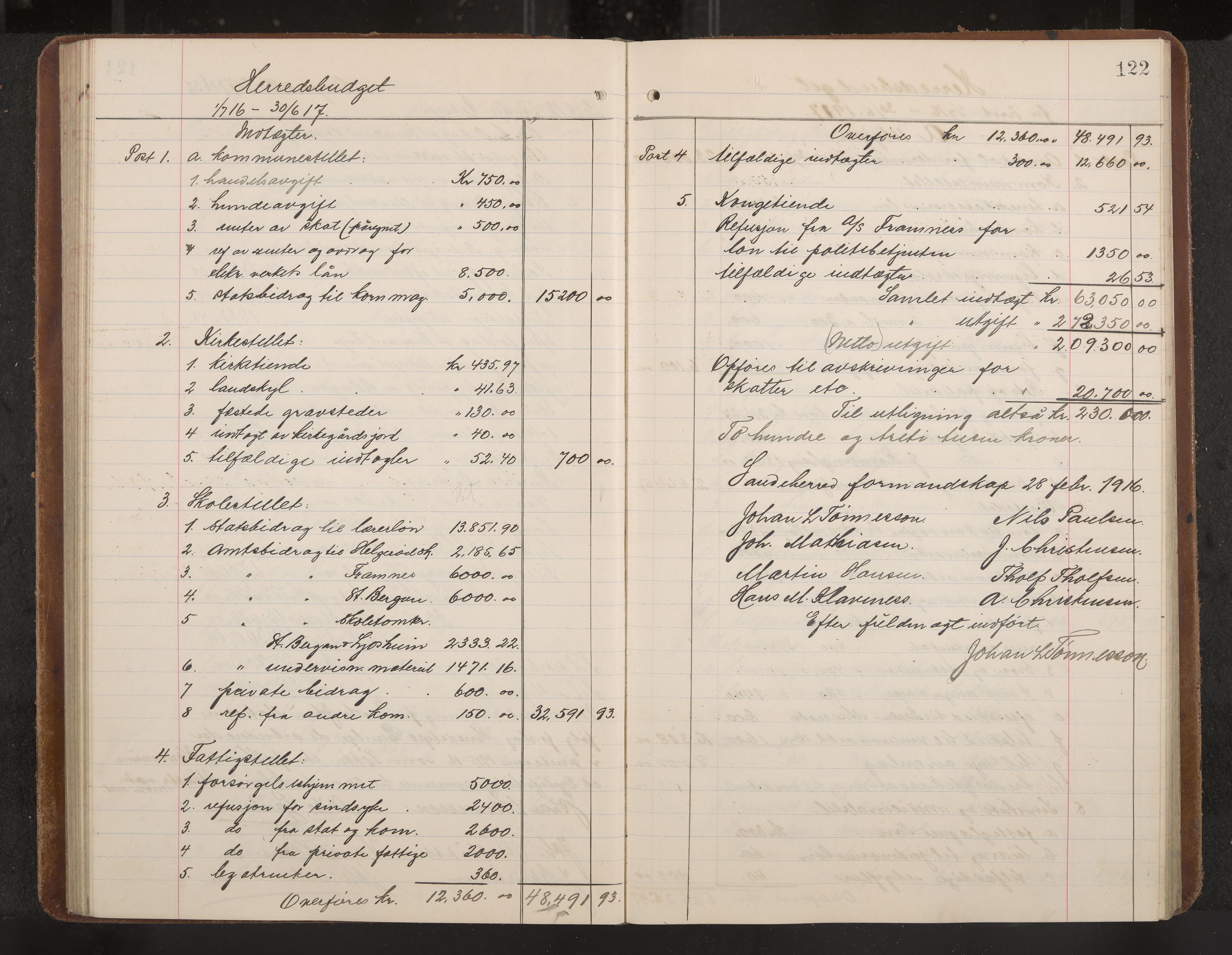 Sandar formannskap og sentraladministrasjon, IKAK/0724021/A/Aa/L0005: Møtebok med register, 1914-1918, p. 122