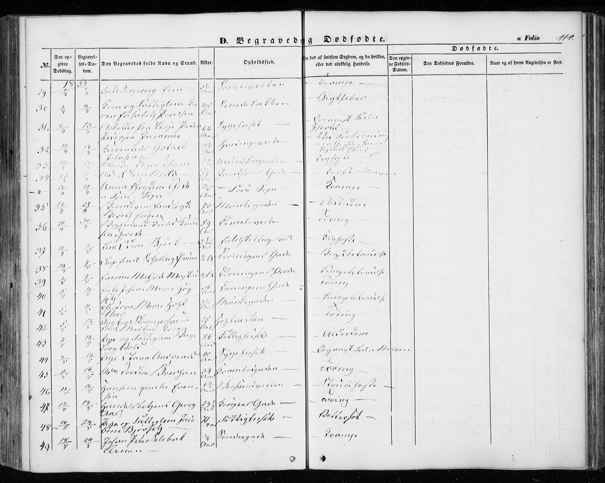 Ministerialprotokoller, klokkerbøker og fødselsregistre - Sør-Trøndelag, AV/SAT-A-1456/601/L0051: Parish register (official) no. 601A19, 1848-1857, p. 414