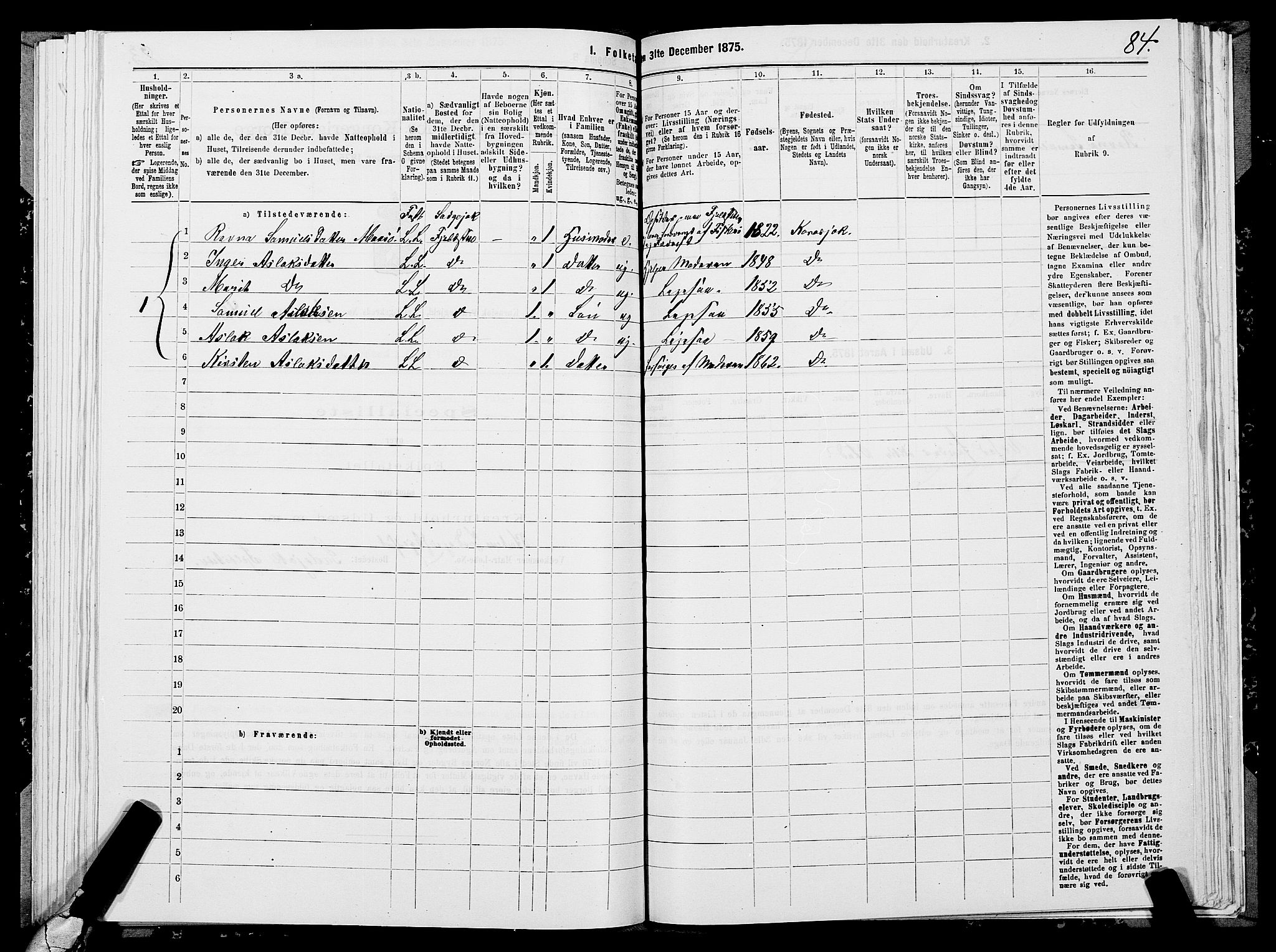 SATØ, 1875 census for 2021P Karasjok, 1875, p. 1084