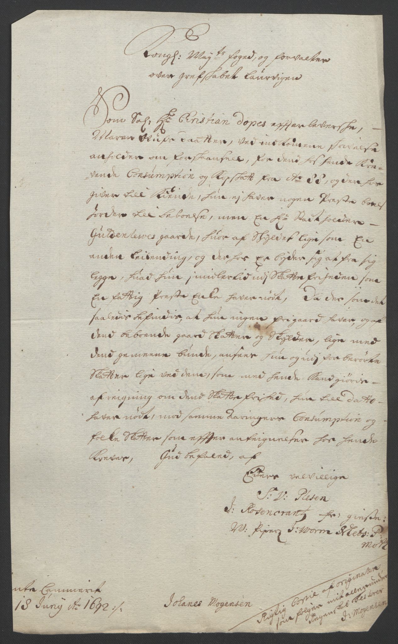 Rentekammeret inntil 1814, Reviderte regnskaper, Fogderegnskap, AV/RA-EA-4092/R33/L1973: Fogderegnskap Larvik grevskap, 1692, p. 220