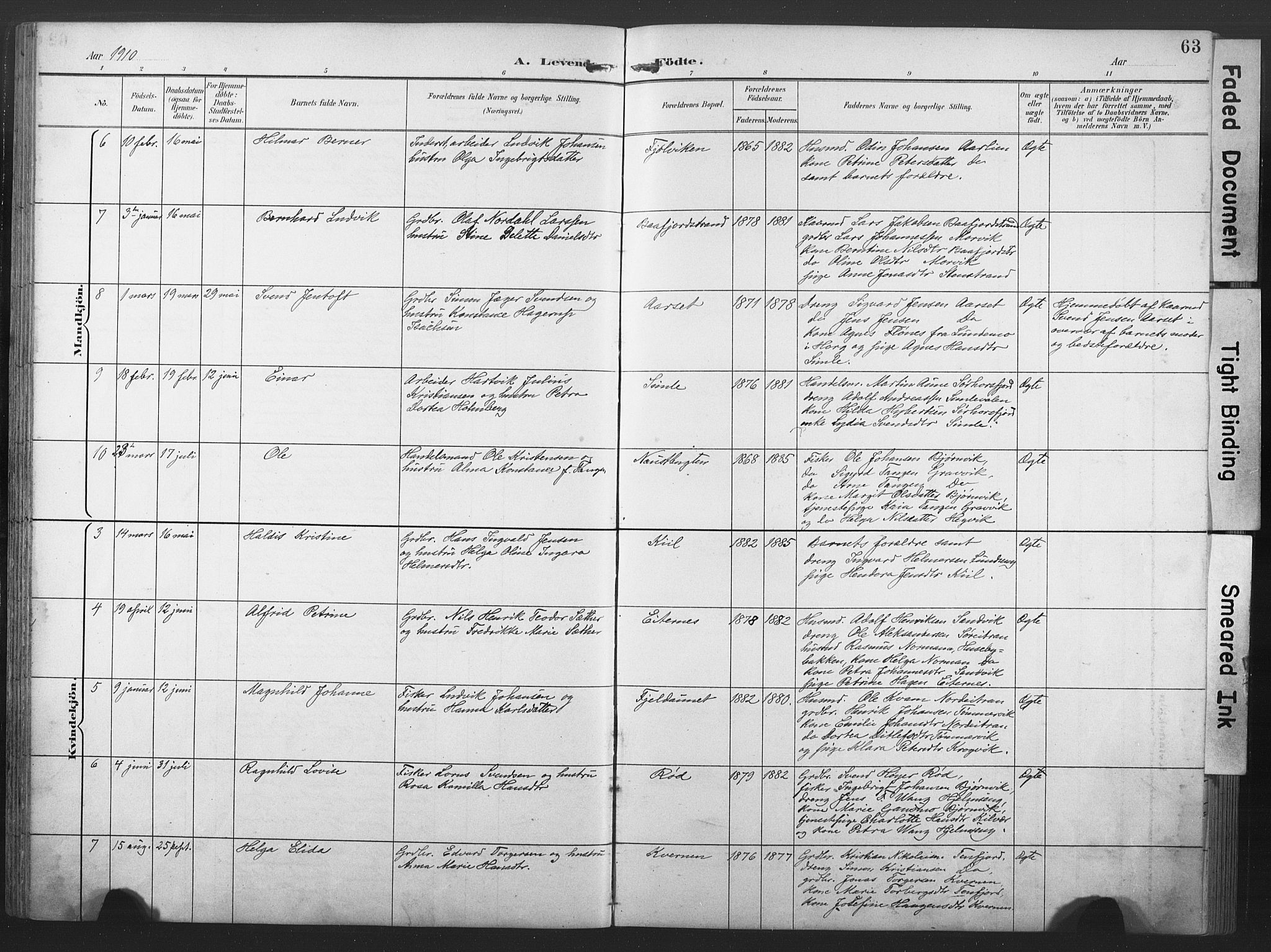 Ministerialprotokoller, klokkerbøker og fødselsregistre - Nord-Trøndelag, AV/SAT-A-1458/789/L0706: Parish register (copy) no. 789C01, 1888-1931, p. 63