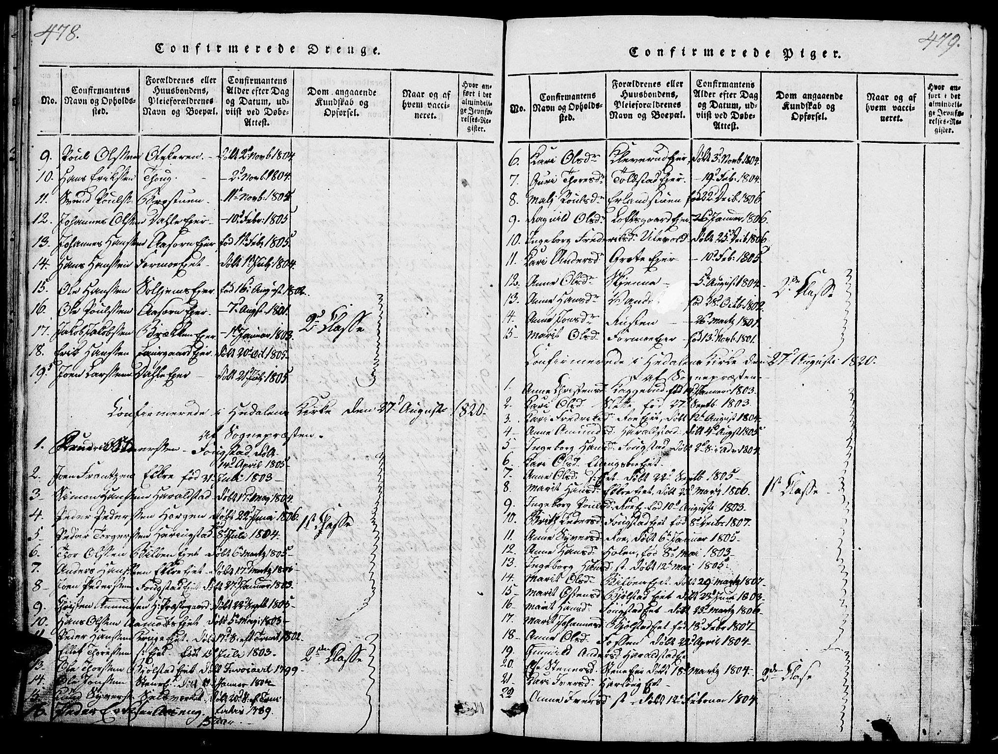 Vågå prestekontor, SAH/PREST-076/H/Ha/Haa/L0003: Parish register (official) no. 3, 1815-1827, p. 478-479