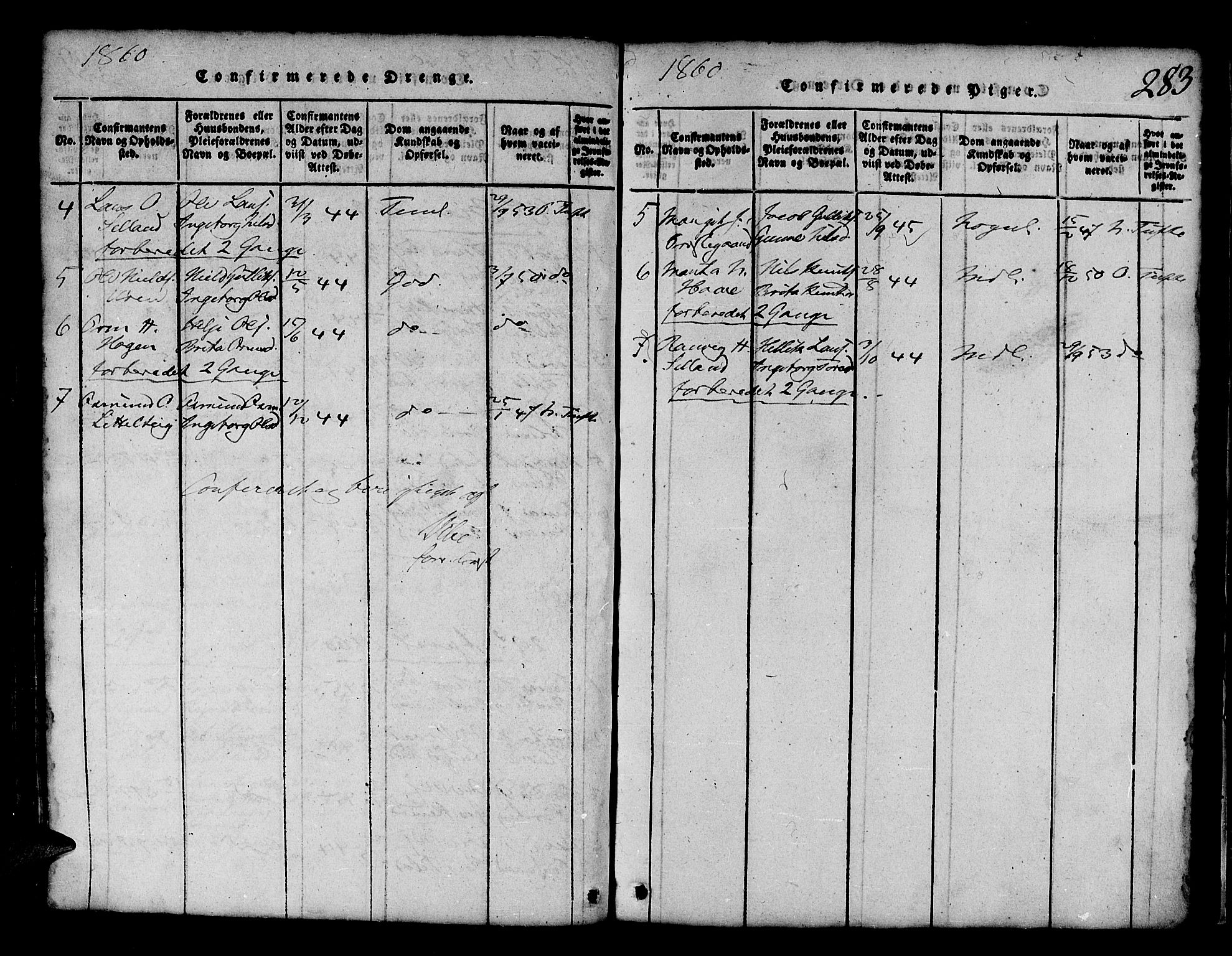 Røldal sokneprestembete, AV/SAB-A-100247: Parish register (copy) no. A 1, 1817-1860, p. 283