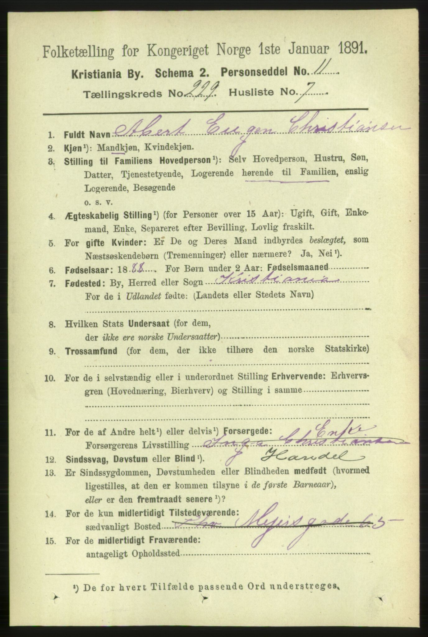 RA, 1891 census for 0301 Kristiania, 1891, p. 140567