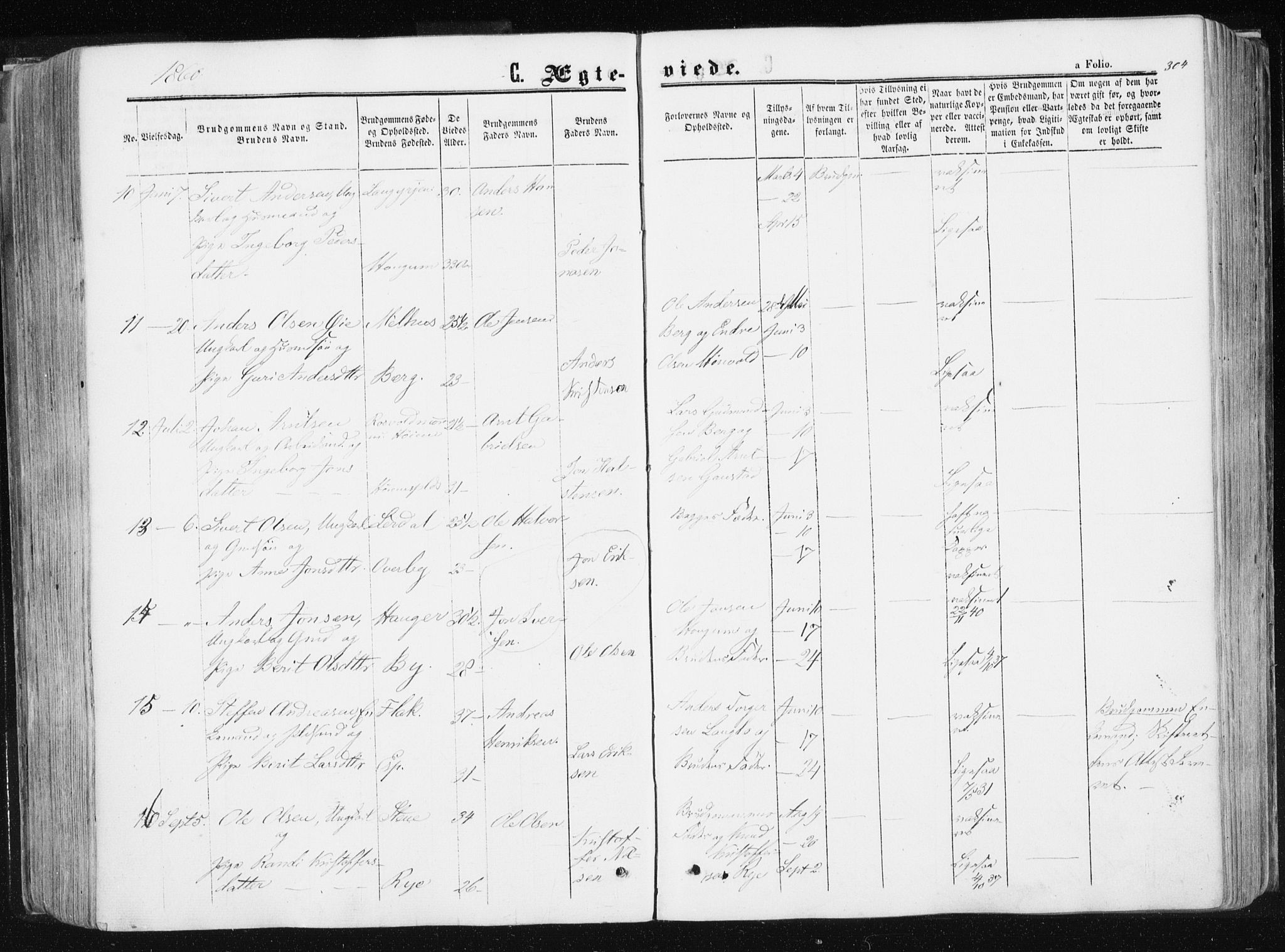 Ministerialprotokoller, klokkerbøker og fødselsregistre - Sør-Trøndelag, SAT/A-1456/612/L0377: Parish register (official) no. 612A09, 1859-1877, p. 304