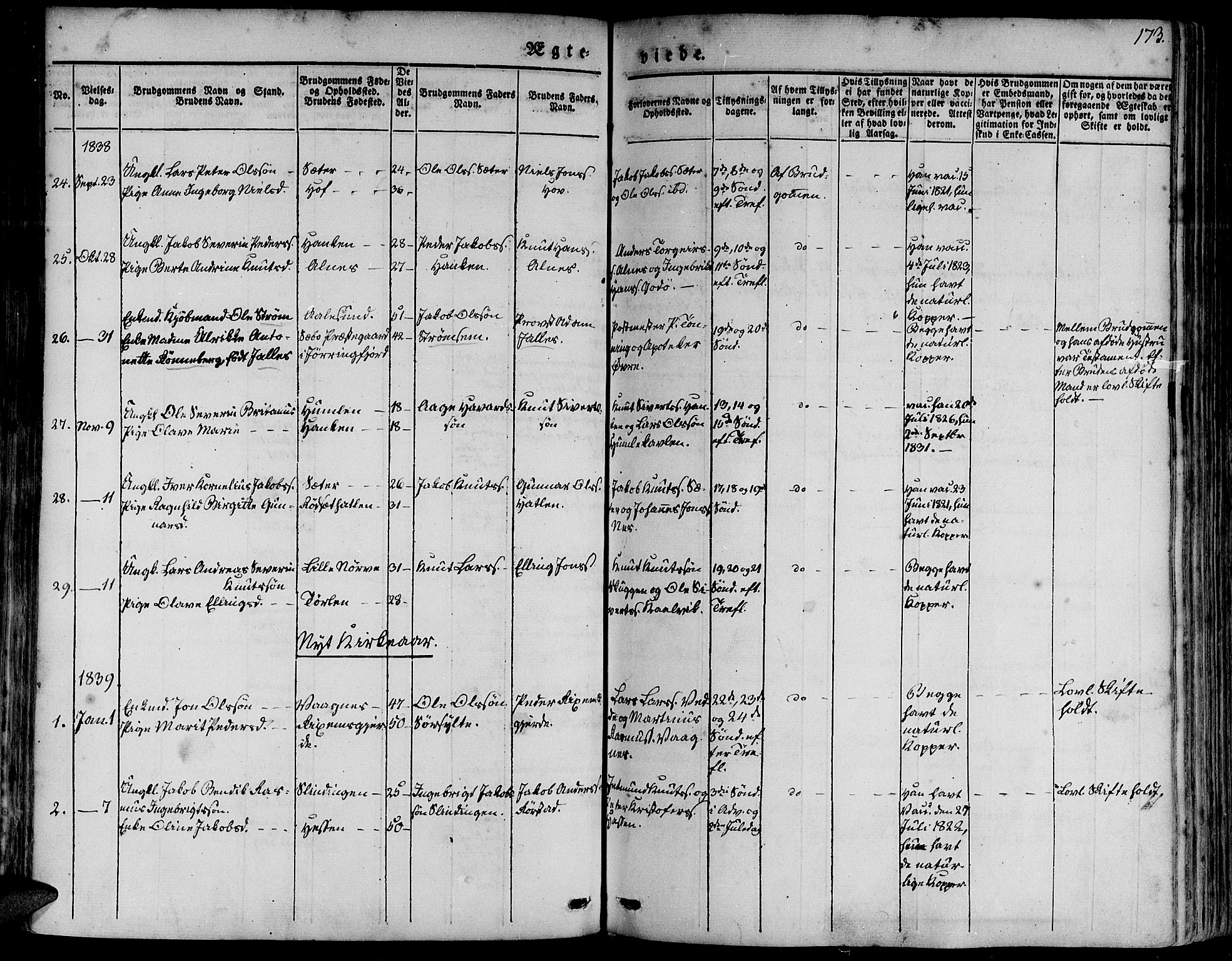 Ministerialprotokoller, klokkerbøker og fødselsregistre - Møre og Romsdal, SAT/A-1454/528/L0395: Parish register (official) no. 528A06, 1828-1839, p. 173