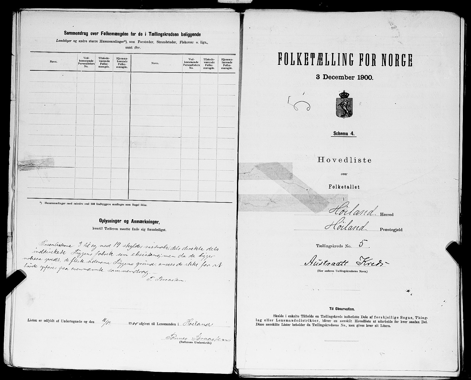 SAST, 1900 census for Høyland, 1900, p. 24