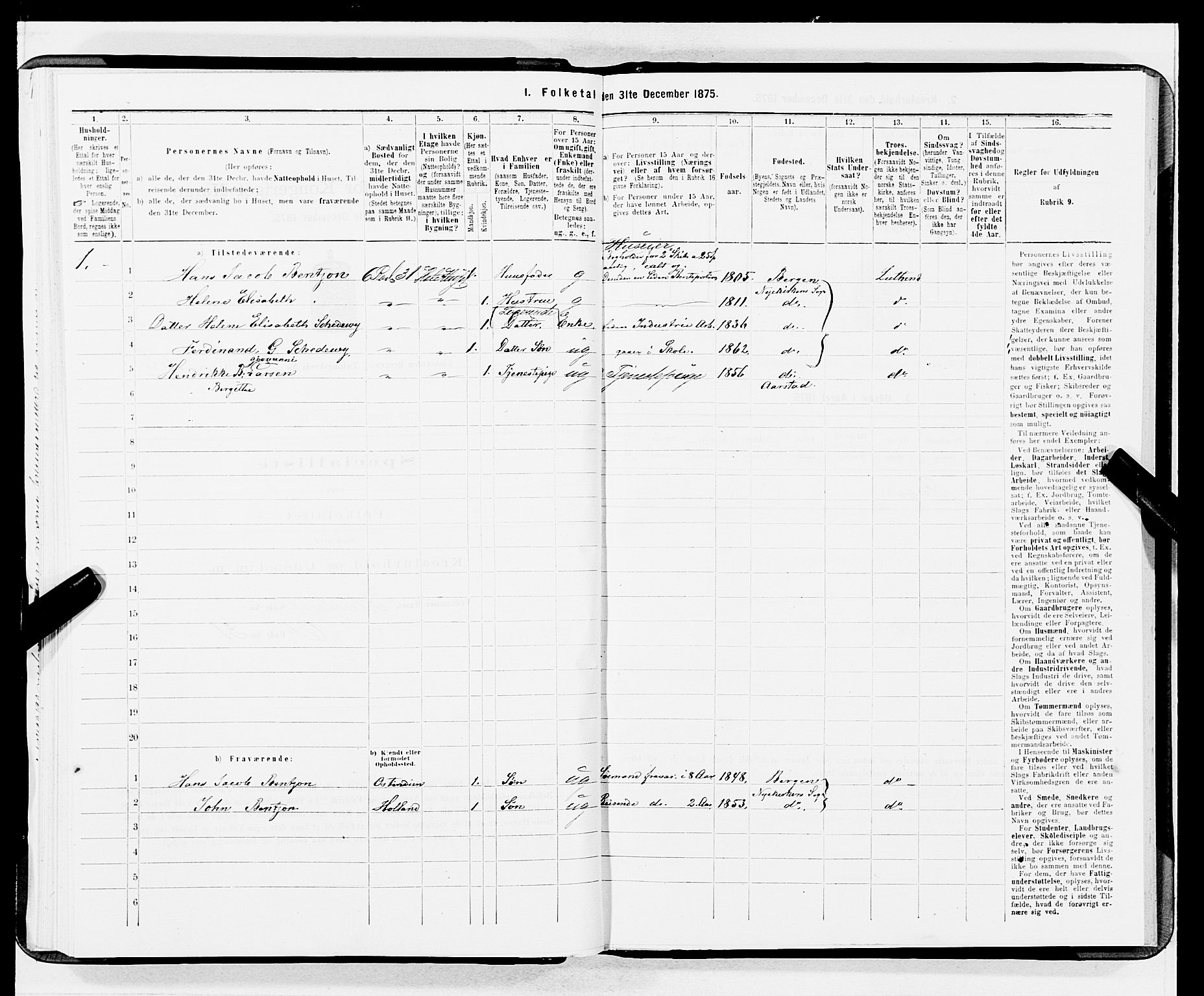 SAB, 1875 census for 1301 Bergen, 1875, p. 1245