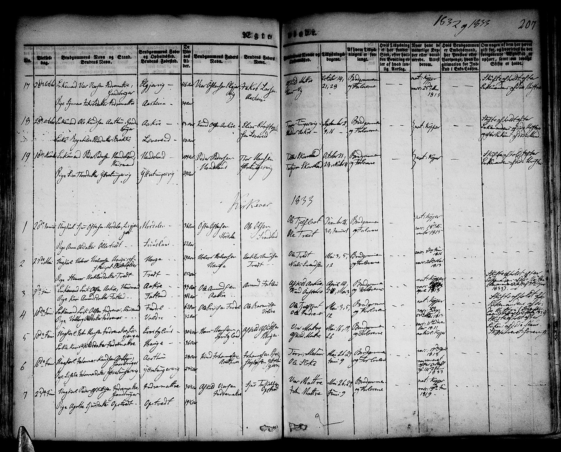 Skånevik sokneprestembete, AV/SAB-A-77801/H/Haa: Parish register (official) no. A 4, 1828-1848, p. 207