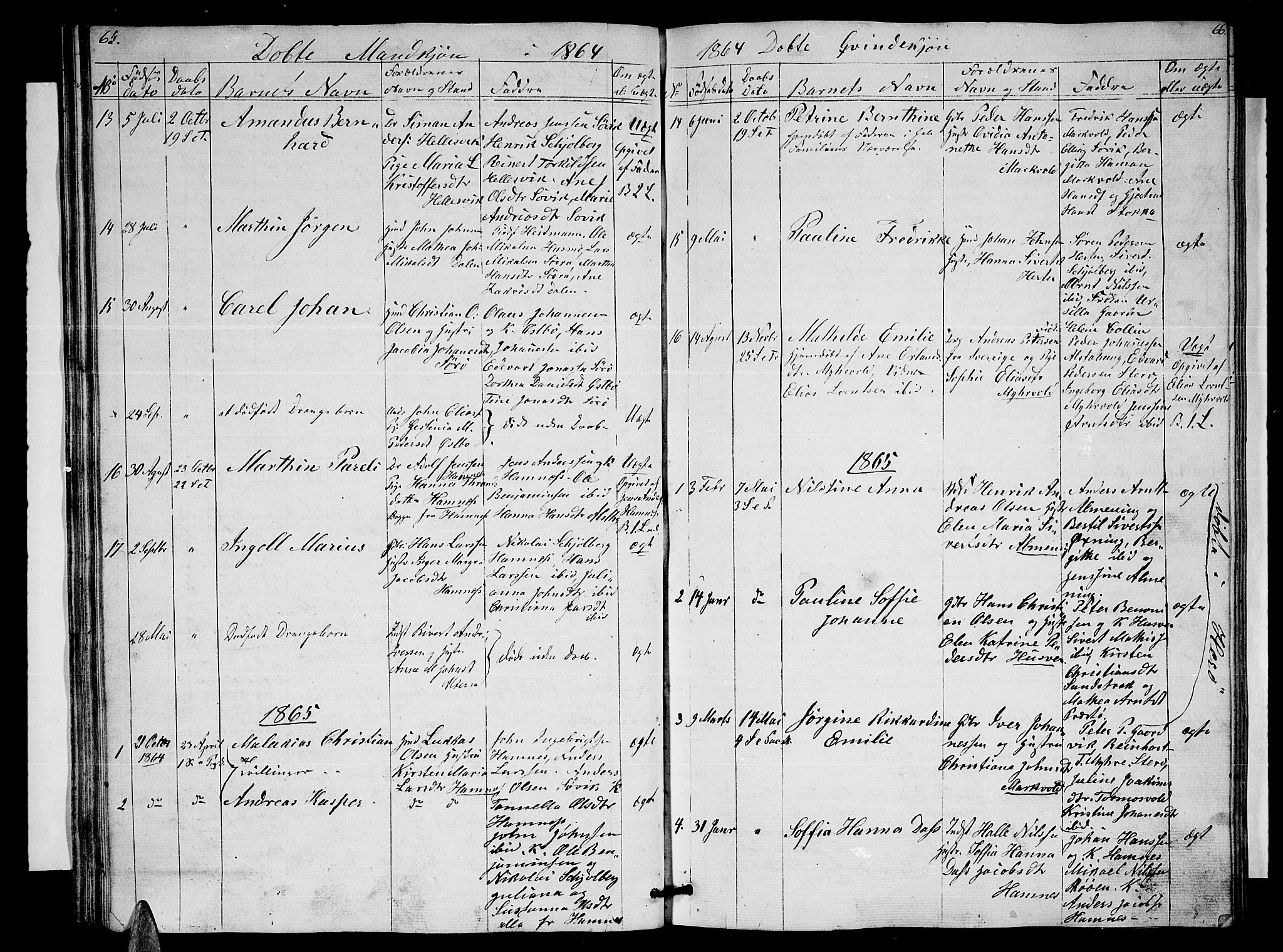 Ministerialprotokoller, klokkerbøker og fødselsregistre - Nordland, AV/SAT-A-1459/830/L0460: Parish register (copy) no. 830C02, 1843-1865, p. 65-66