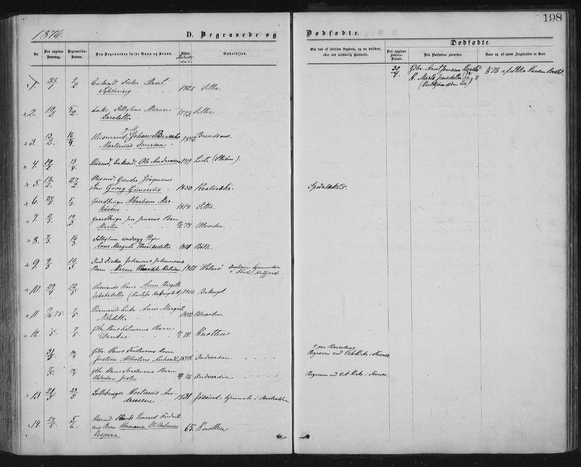 Ministerialprotokoller, klokkerbøker og fødselsregistre - Nord-Trøndelag, SAT/A-1458/771/L0596: Parish register (official) no. 771A03, 1870-1884, p. 198