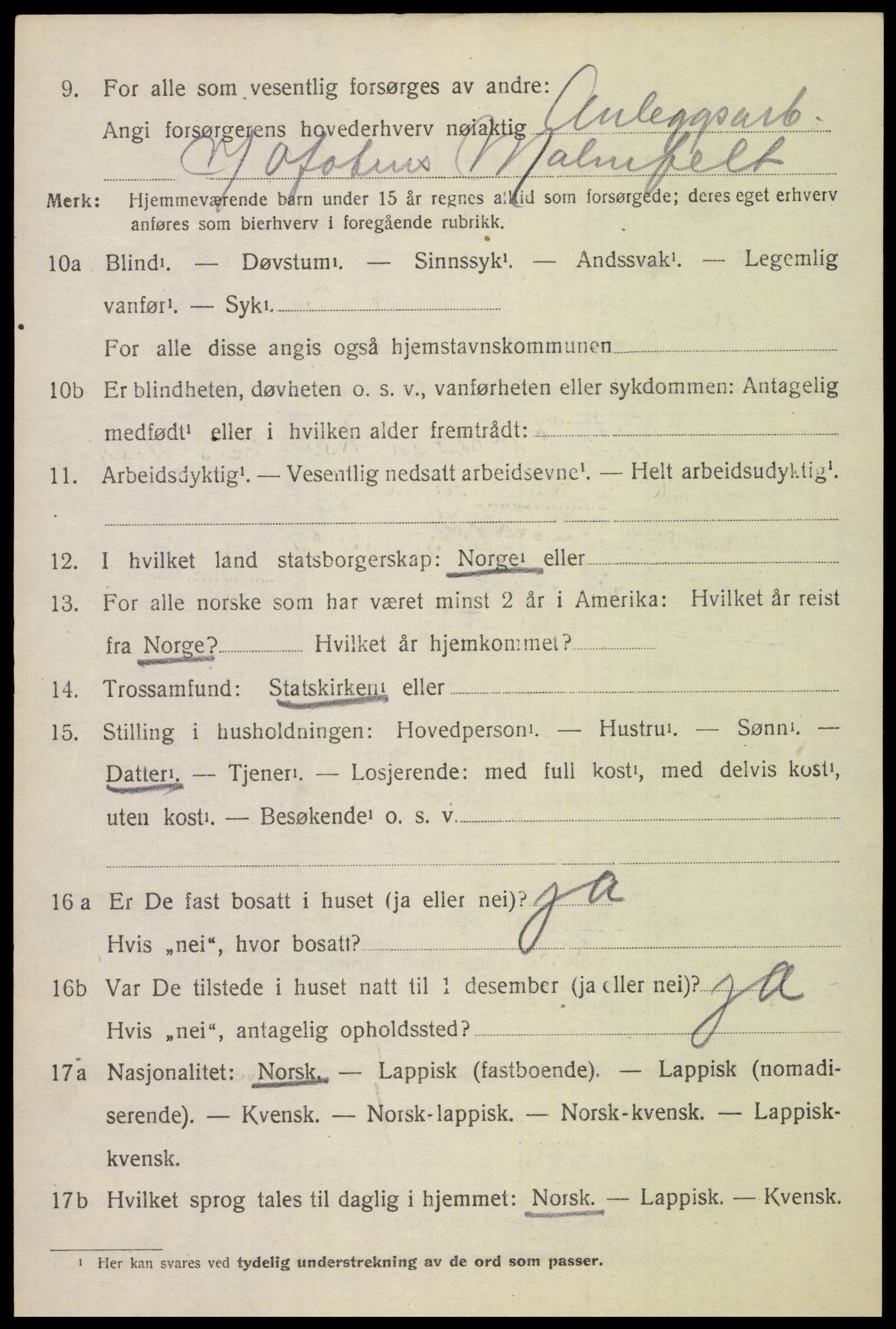 SAT, 1920 census for Evenes, 1920, p. 7029