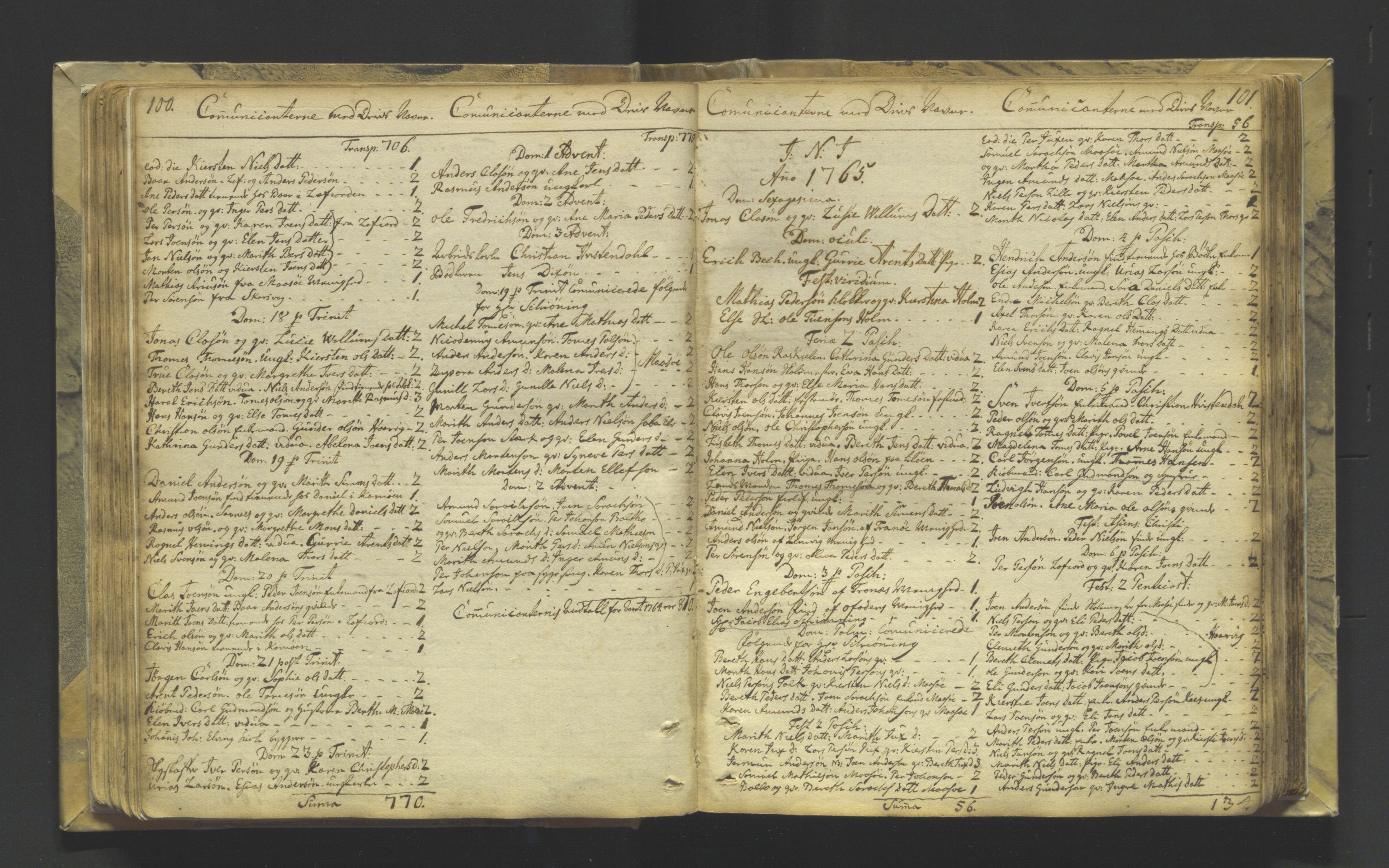 Kistrand/Porsanger sokneprestembete, SATØ/S-1351/H/Ha/L0001.kirke: Parish register (official) no. 1, 1764-1792, p. 100-101