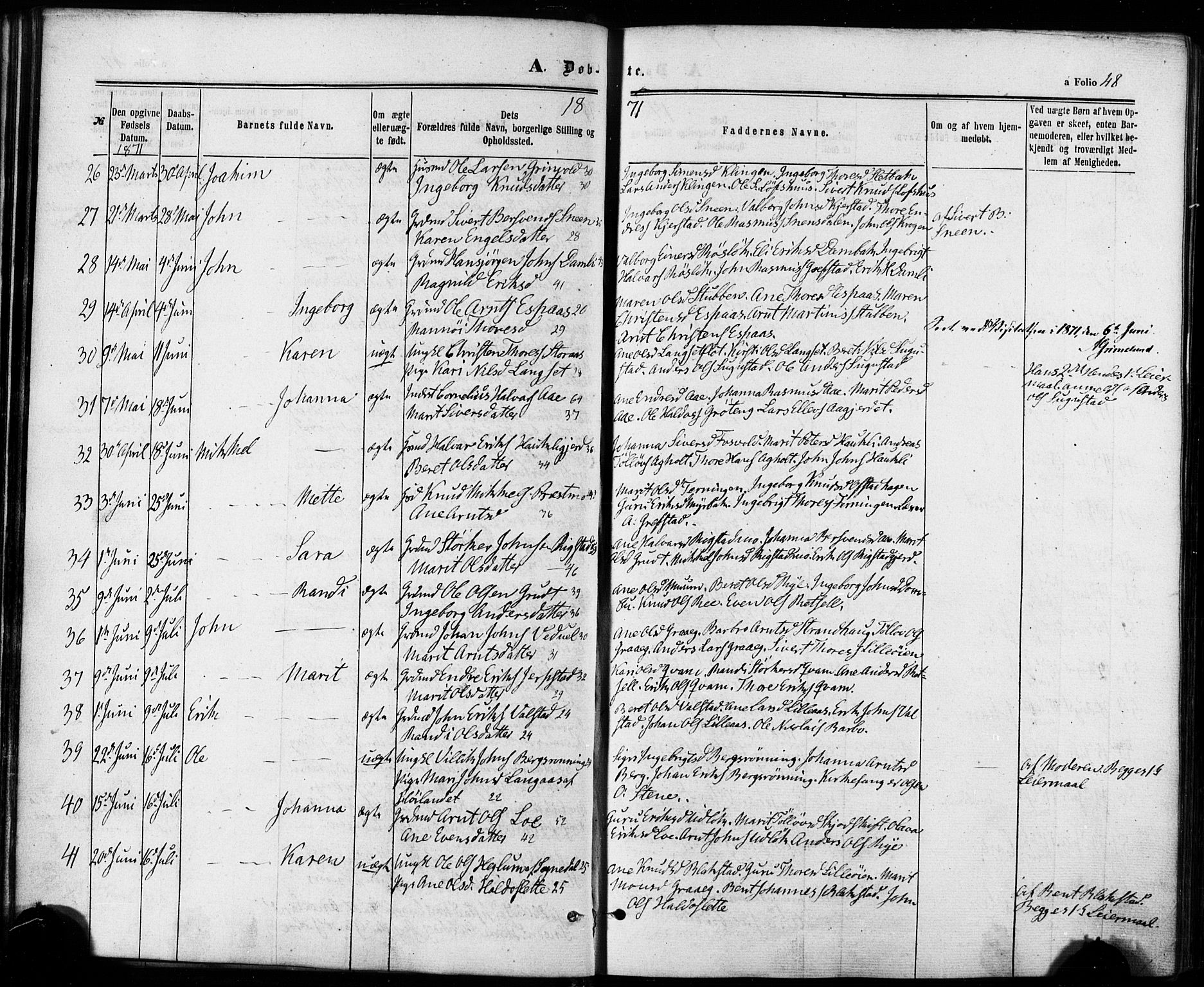 Ministerialprotokoller, klokkerbøker og fødselsregistre - Sør-Trøndelag, SAT/A-1456/672/L0856: Parish register (official) no. 672A08, 1861-1881, p. 48