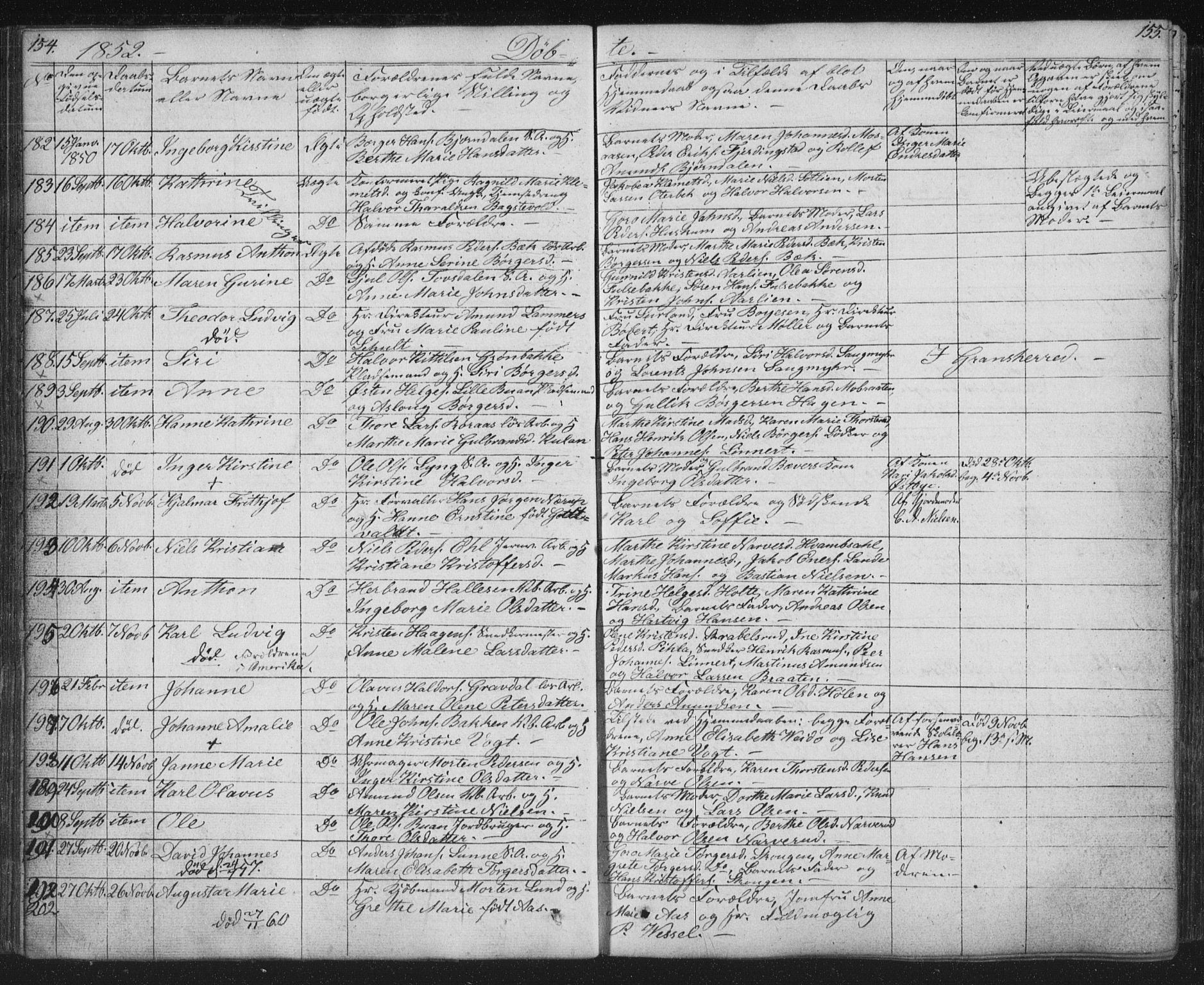 Kongsberg kirkebøker, AV/SAKO-A-22/G/Ga/L0002: Parish register (copy) no. 2, 1839-1858, p. 154-155