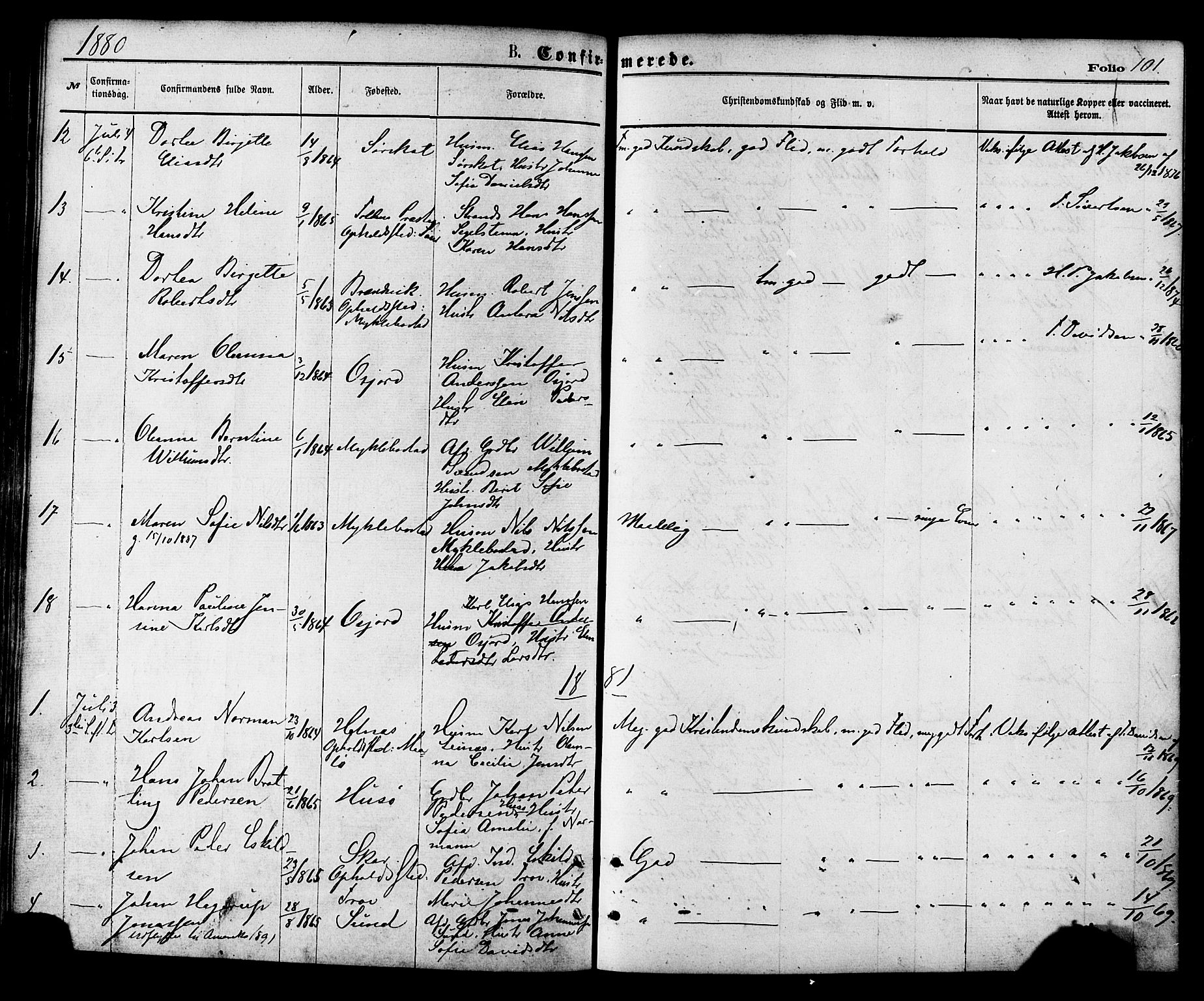 Ministerialprotokoller, klokkerbøker og fødselsregistre - Nordland, AV/SAT-A-1459/857/L0821: Parish register (official) no. 857A01, 1875-1889, p. 101