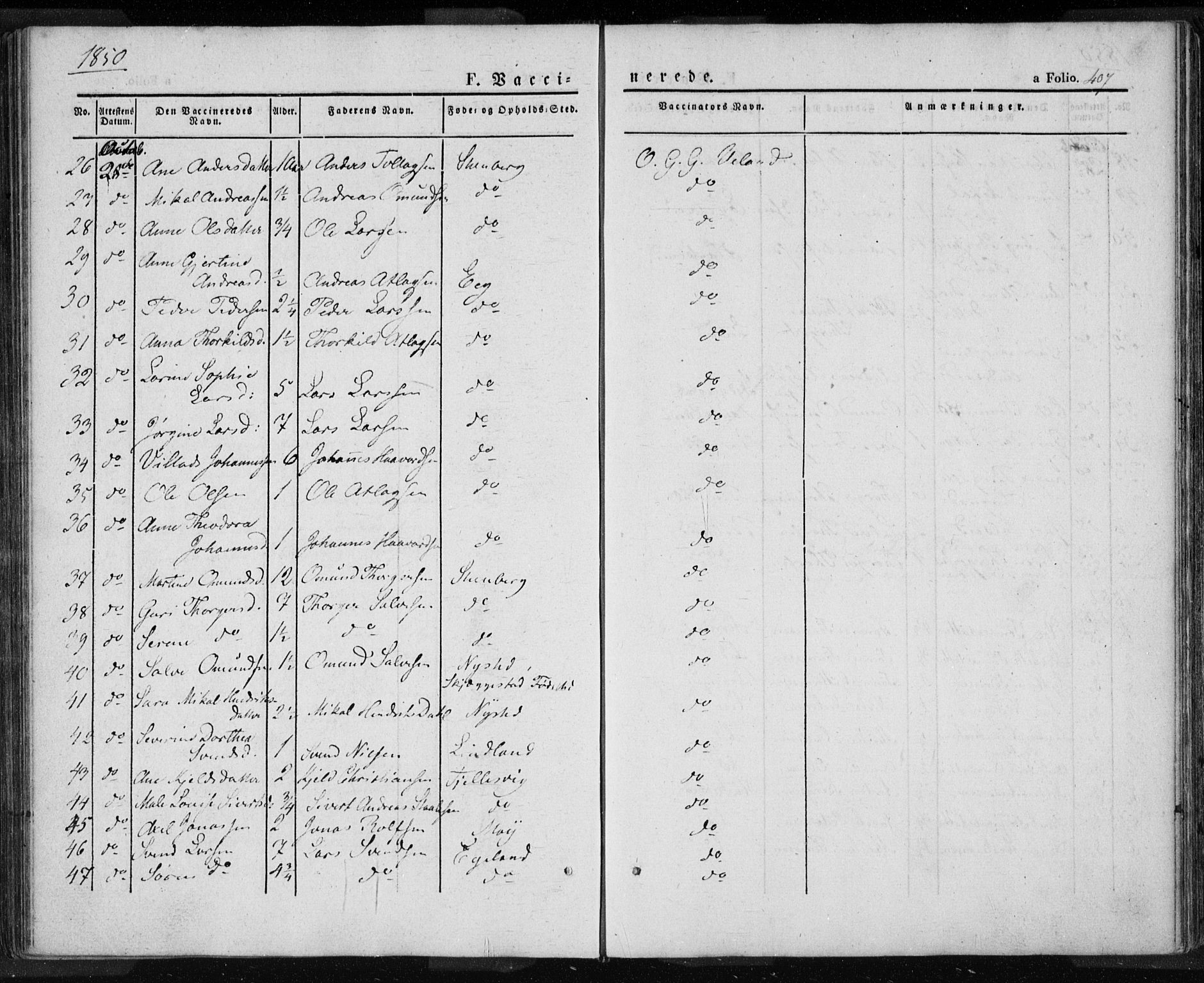 Lund sokneprestkontor, SAST/A-101809/S06/L0008: Parish register (official) no. A 7.2, 1833-1854, p. 407