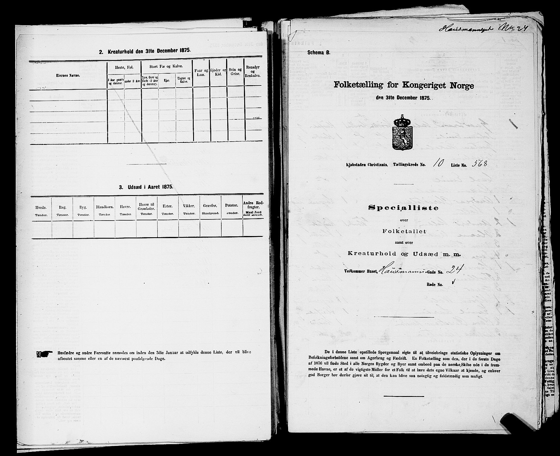 RA, 1875 census for 0301 Kristiania, 1875, p. 1736