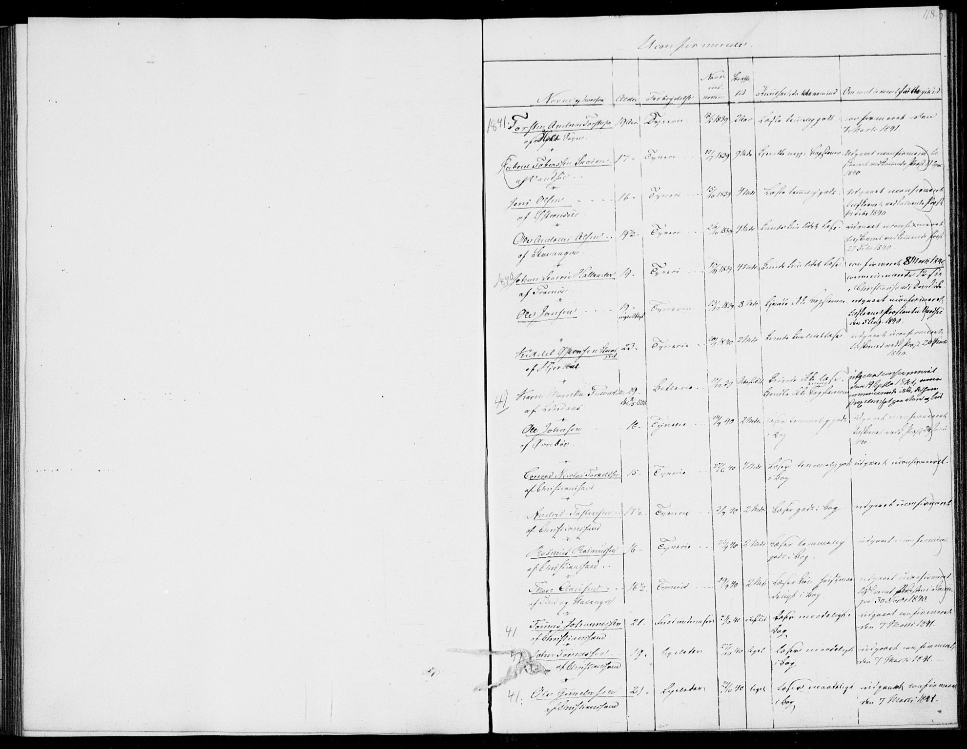 Kristiansand tukthus, SAK/1251-0009/I/Ih/L0002: Communicants register no. C 1, 1835-1847, p. 118