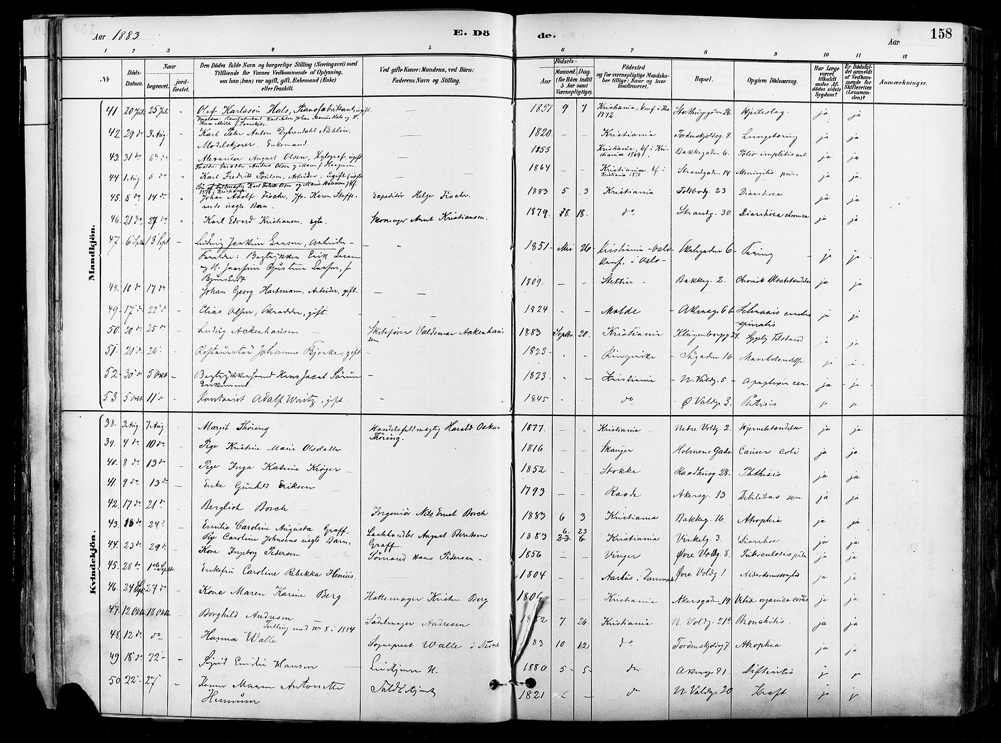 Johannes prestekontor Kirkebøker, AV/SAO-A-10852/F/Fa/L0004: Parish register (official) no. 4, 1883-1907, p. 158