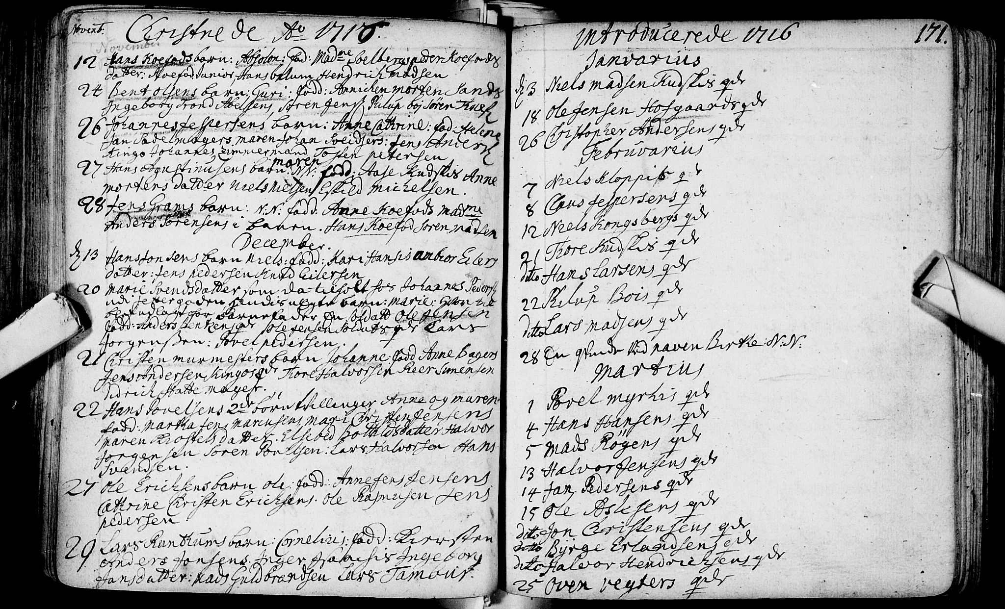 Bragernes kirkebøker, SAKO/A-6/F/Fa/L0003: Parish register (official) no. I 3, 1706-1734, p. 171