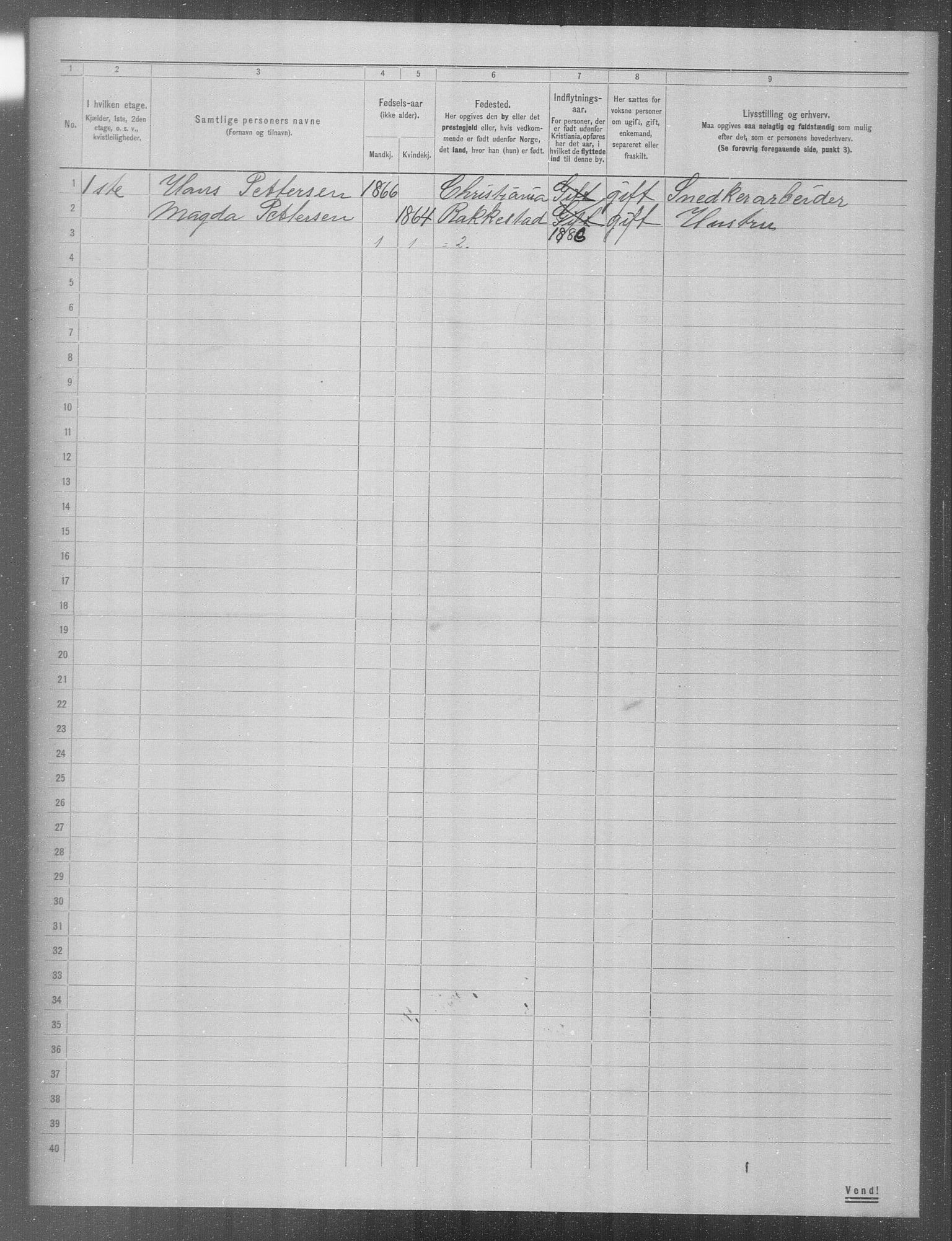 OBA, Municipal Census 1904 for Kristiania, 1904, p. 3214