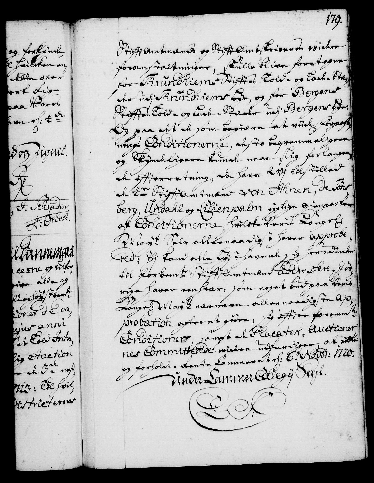 Rentekammeret, Kammerkanselliet, AV/RA-EA-3111/G/Gg/Gga/L0001: Norsk ekspedisjonsprotokoll med register (merket RK 53.1), 1720-1723, p. 179