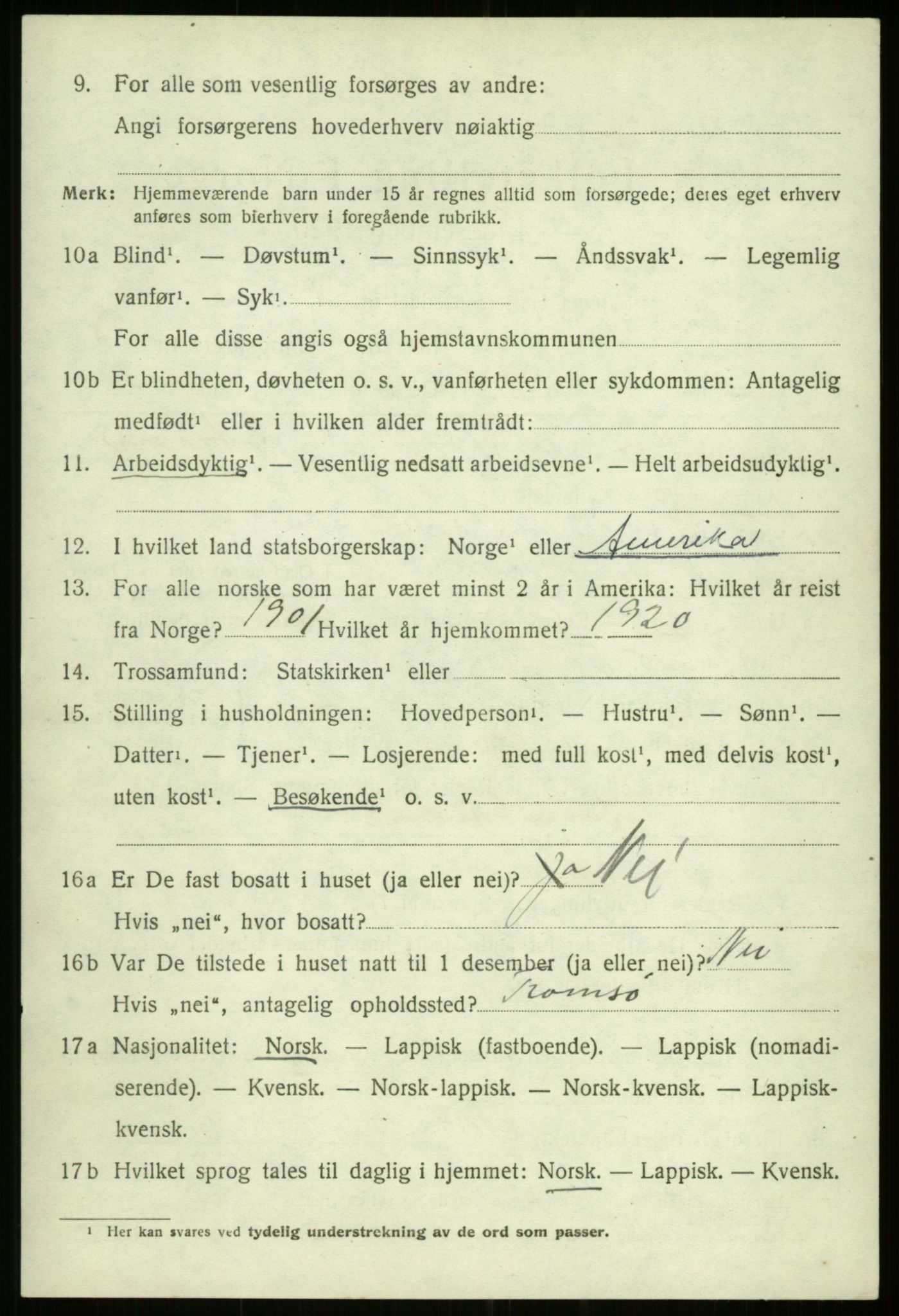 SATØ, 1920 census for Kvæfjord, 1920, p. 4184