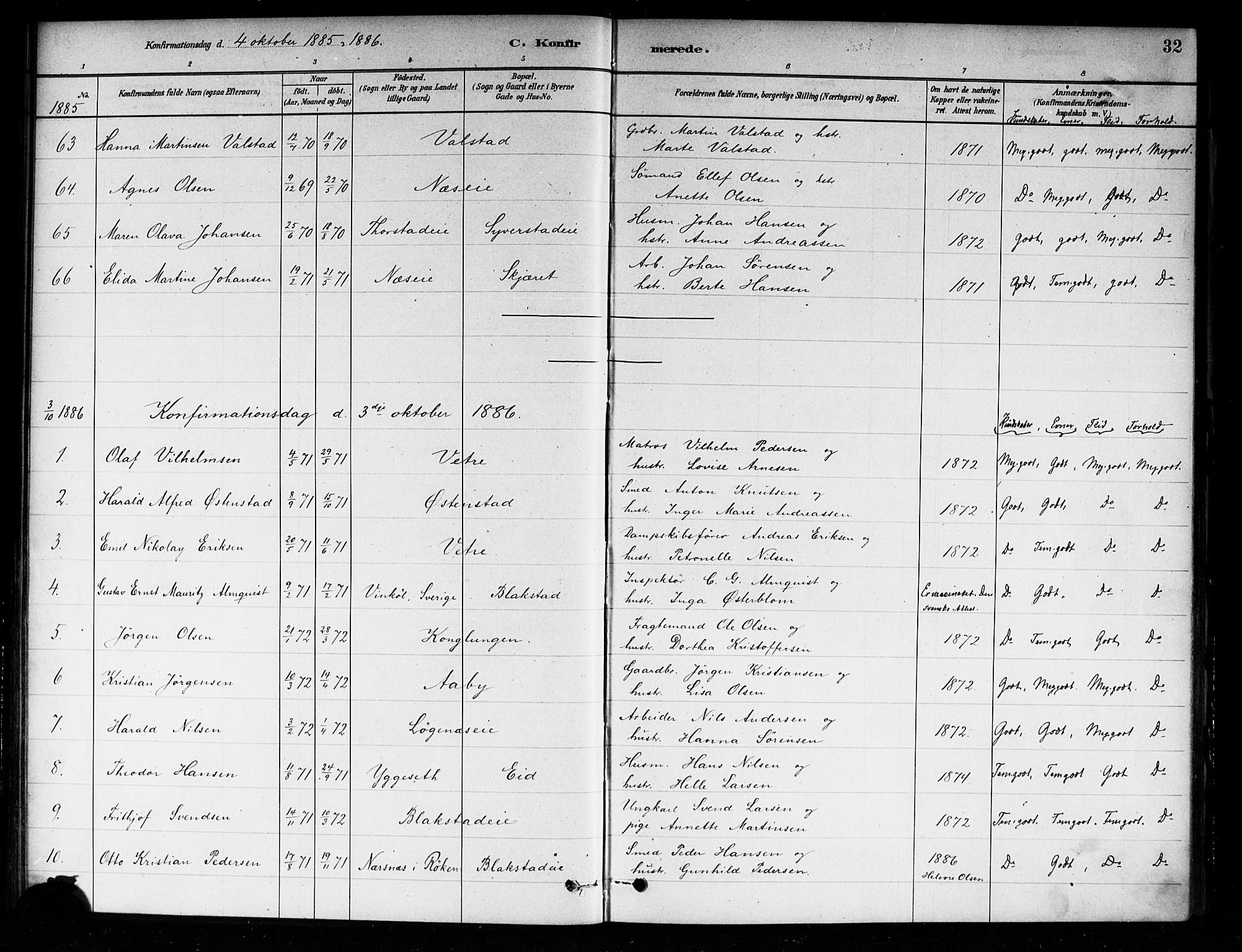 Asker prestekontor Kirkebøker, SAO/A-10256a/F/Fa/L0014: Parish register (official) no. I 14, 1879-1900, p. 32