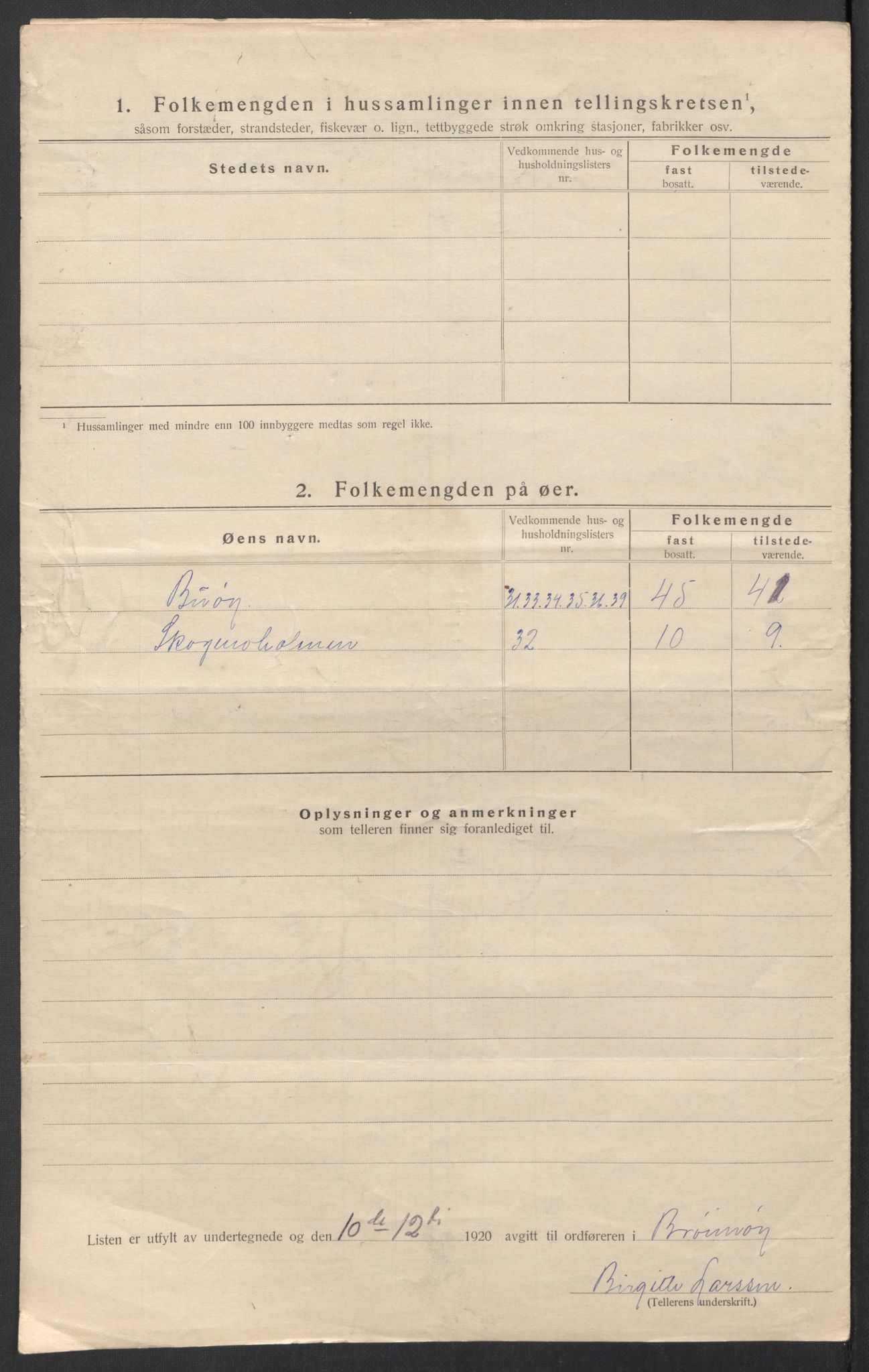 SAT, 1920 census for Brønnøy, 1920, p. 18