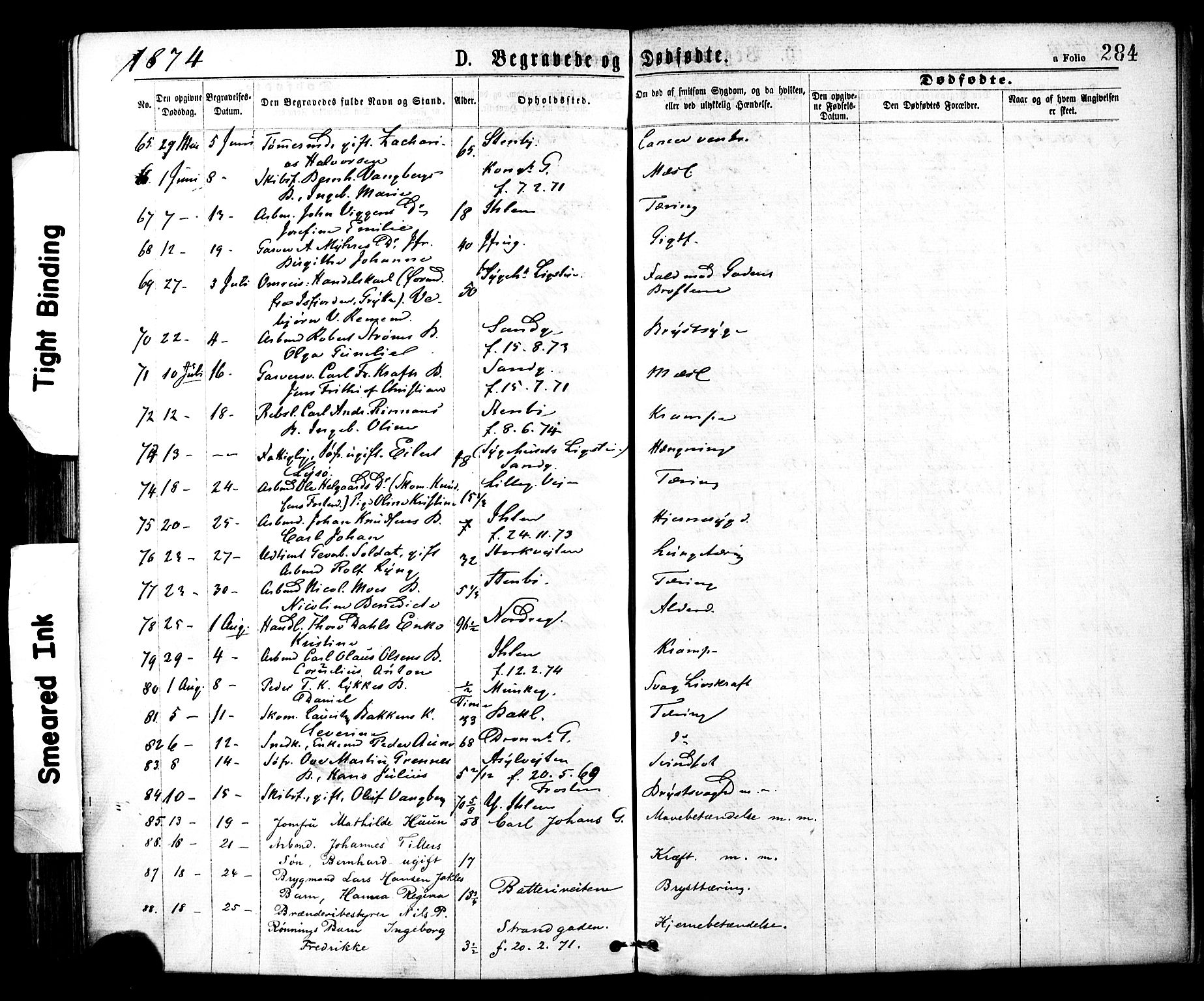 Ministerialprotokoller, klokkerbøker og fødselsregistre - Sør-Trøndelag, AV/SAT-A-1456/602/L0118: Parish register (official) no. 602A16, 1873-1879, p. 284