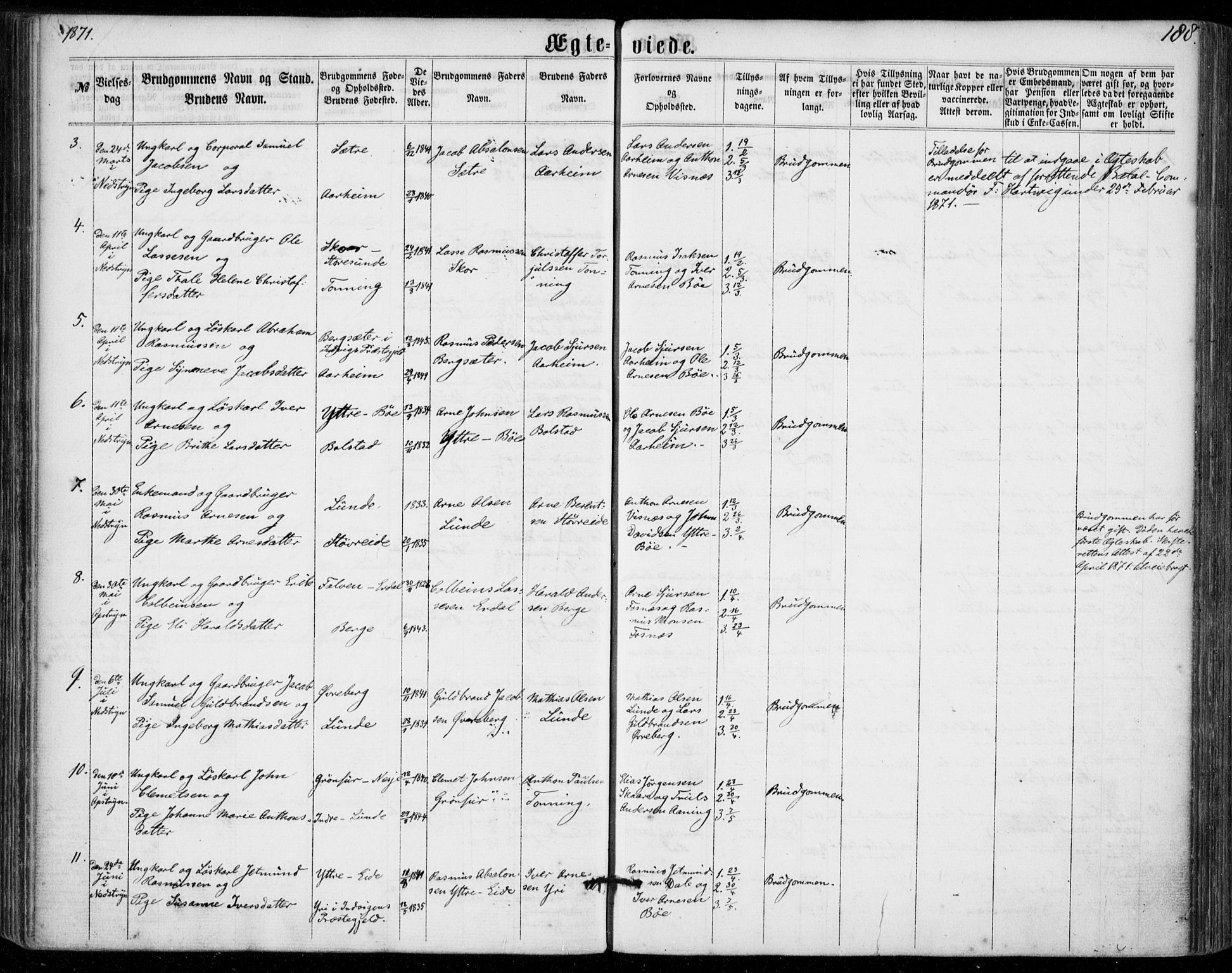 Stryn Sokneprestembete, AV/SAB-A-82501: Parish register (official) no. A 3, 1862-1877, p. 188