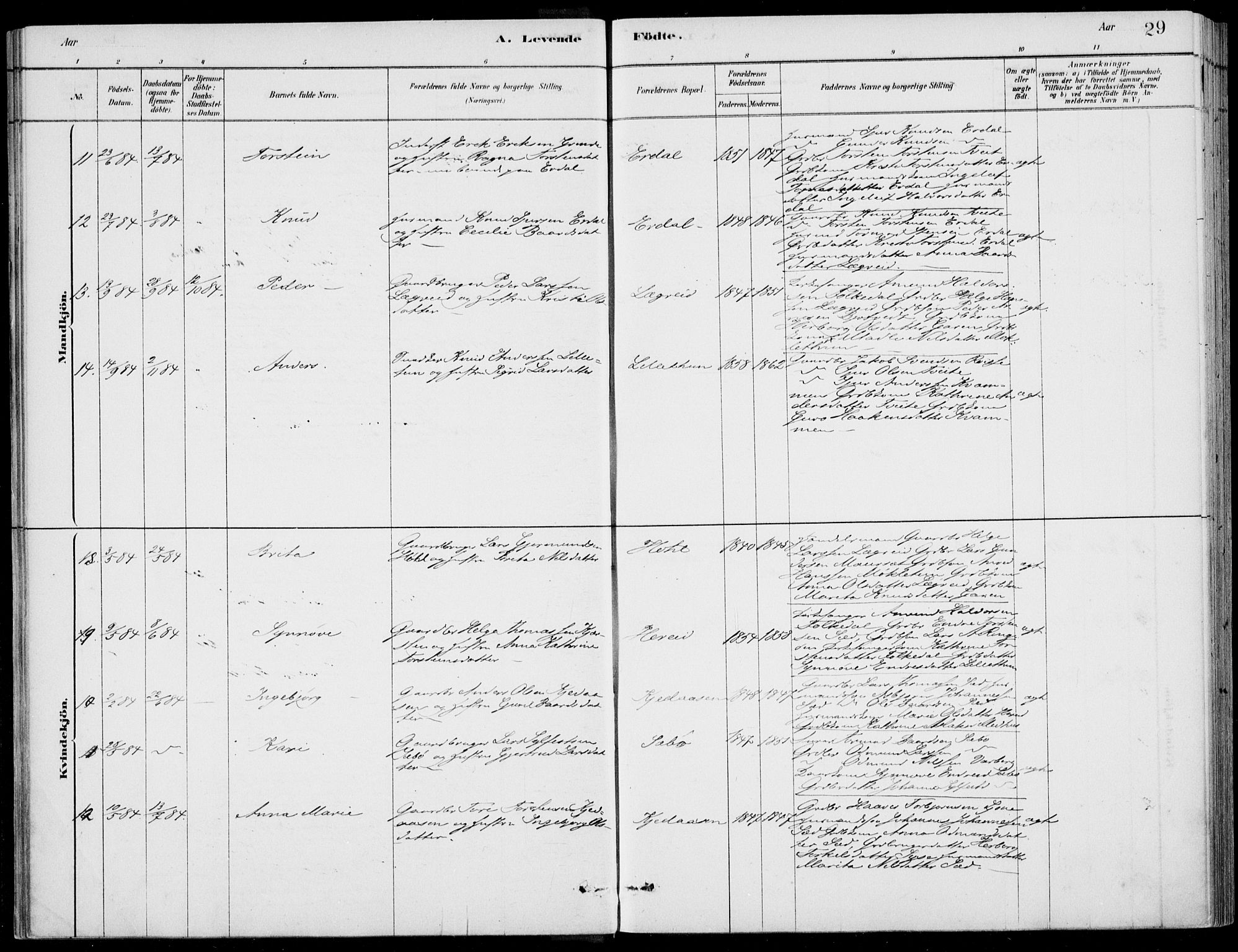 Ulvik sokneprestembete, AV/SAB-A-78801/H/Haa: Parish register (official) no. D  1, 1878-1903, p. 29